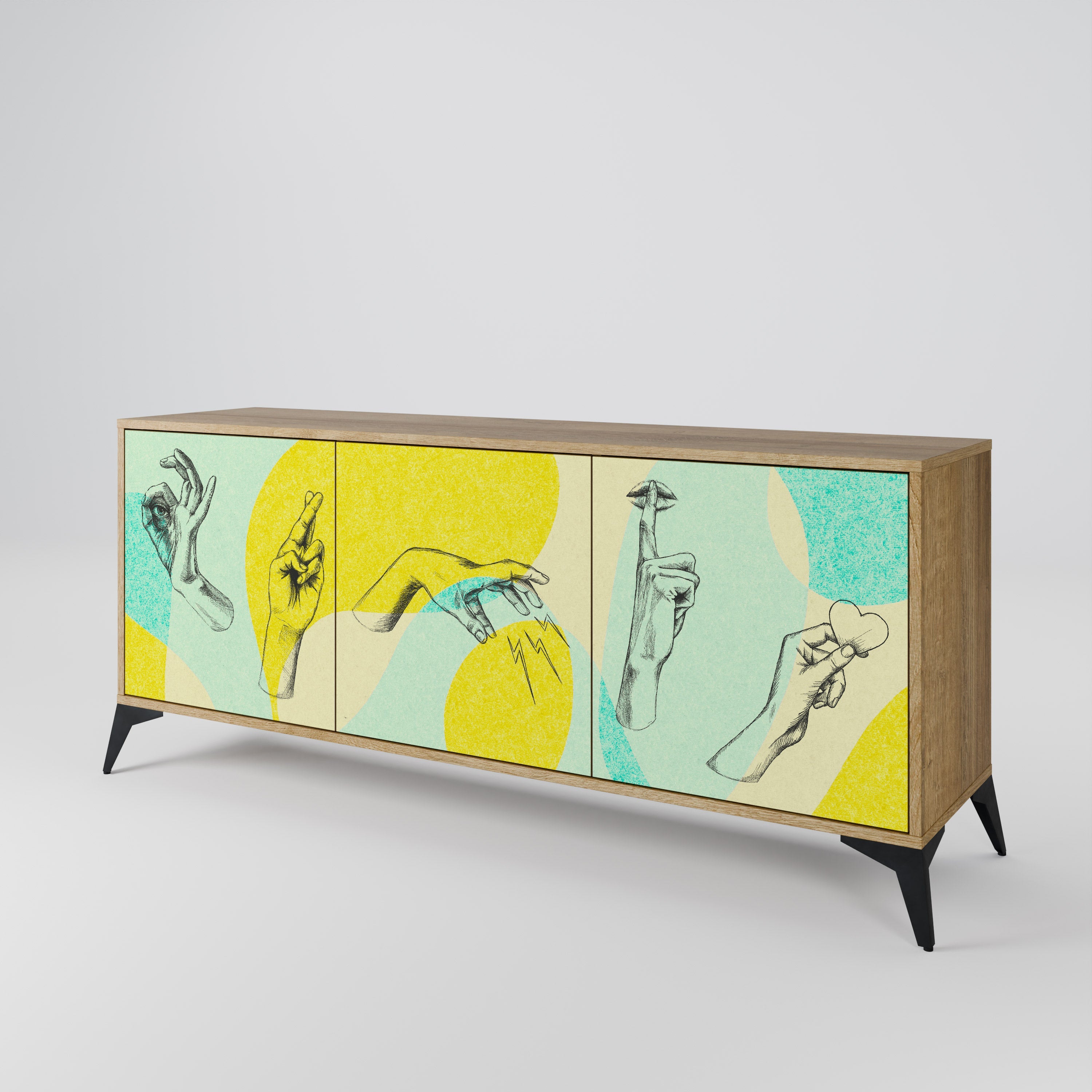 BODY LANGUAGE 3-türiges Sideboard in Eichenoptik