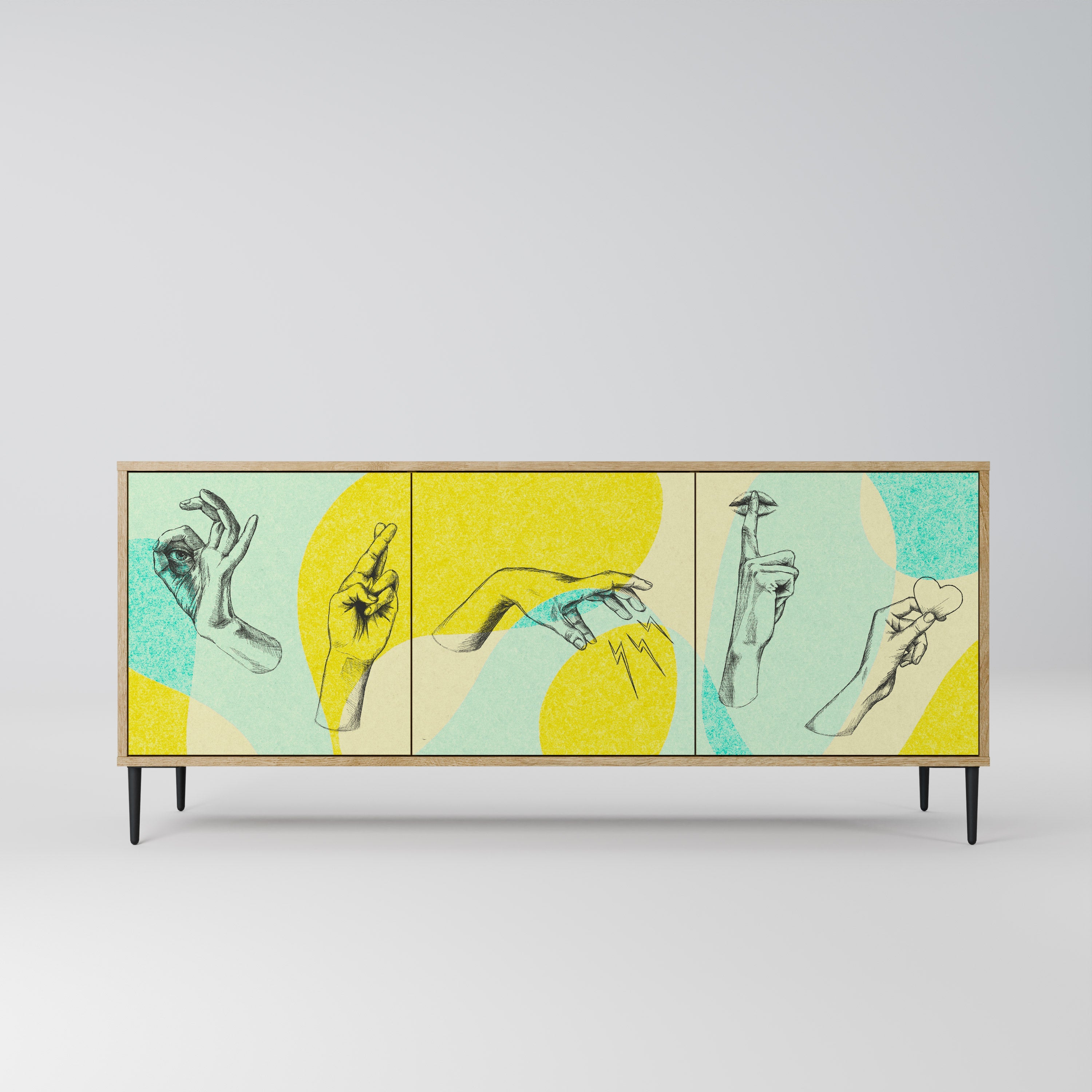 BODY LANGUAGE 3-türiges Sideboard in Eichenoptik