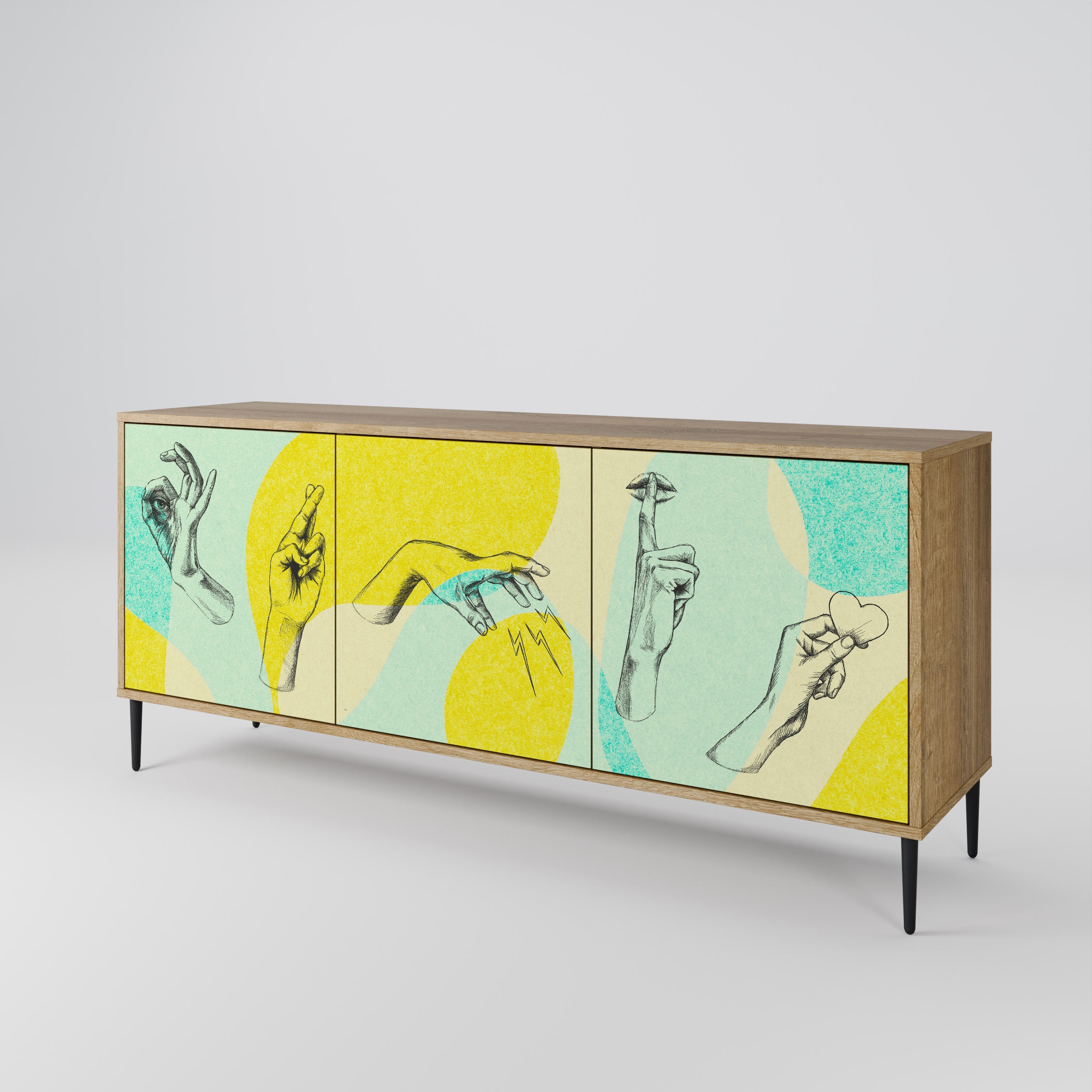 BODY LANGUAGE 3-türiges Sideboard in Eichenoptik