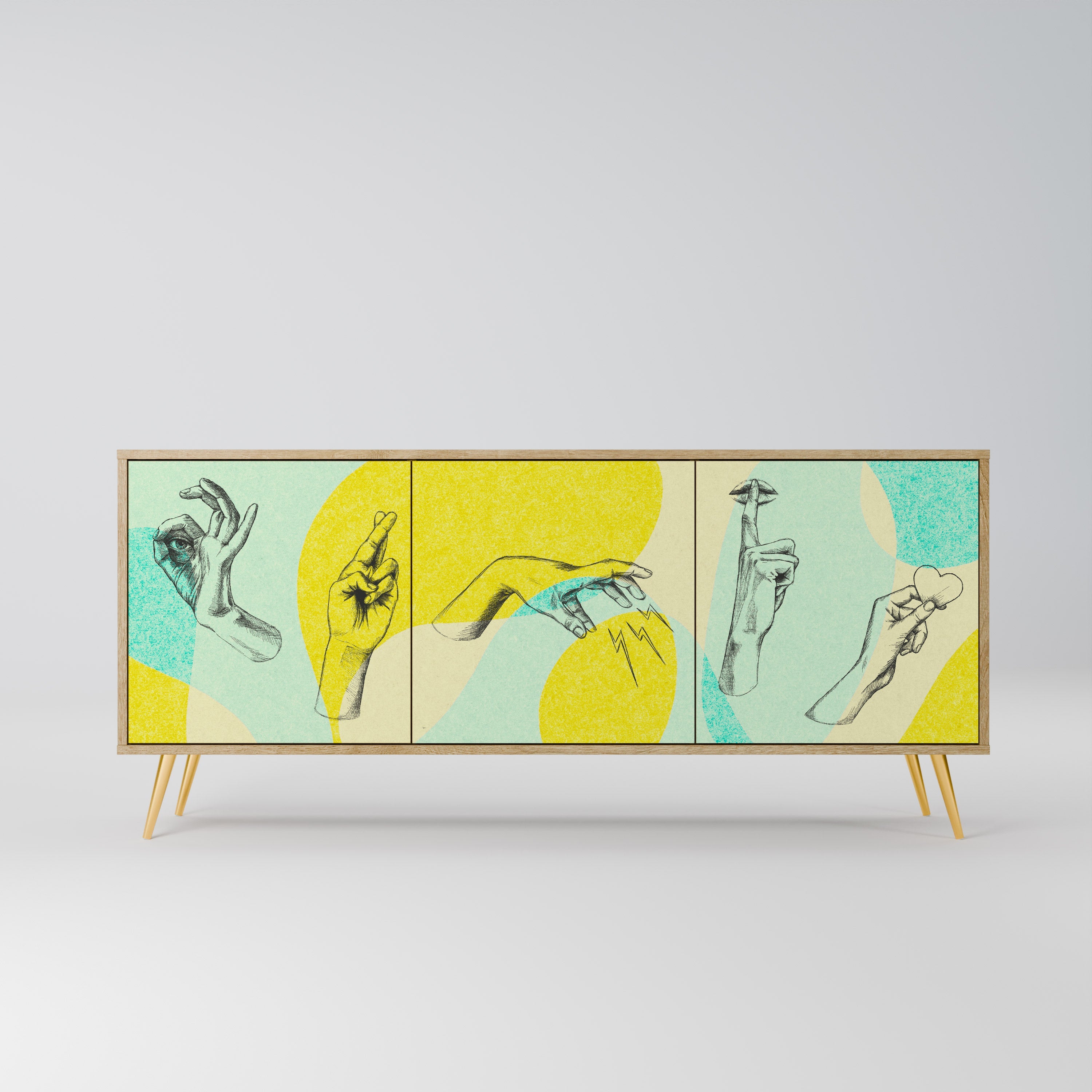 BODY LANGUAGE 3-türiges Sideboard in Eichenoptik