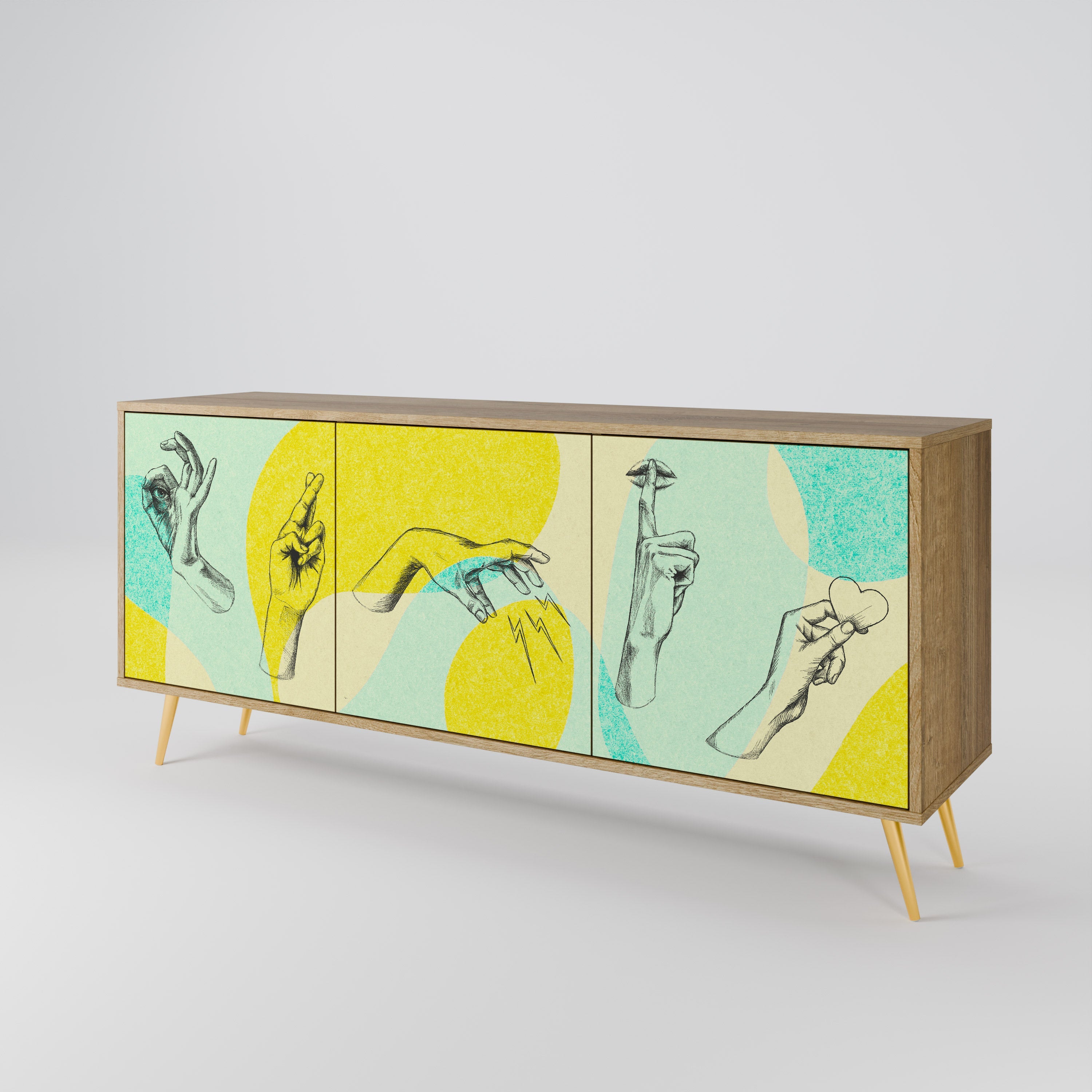 BODY LANGUAGE 3-türiges Sideboard in Eichenoptik
