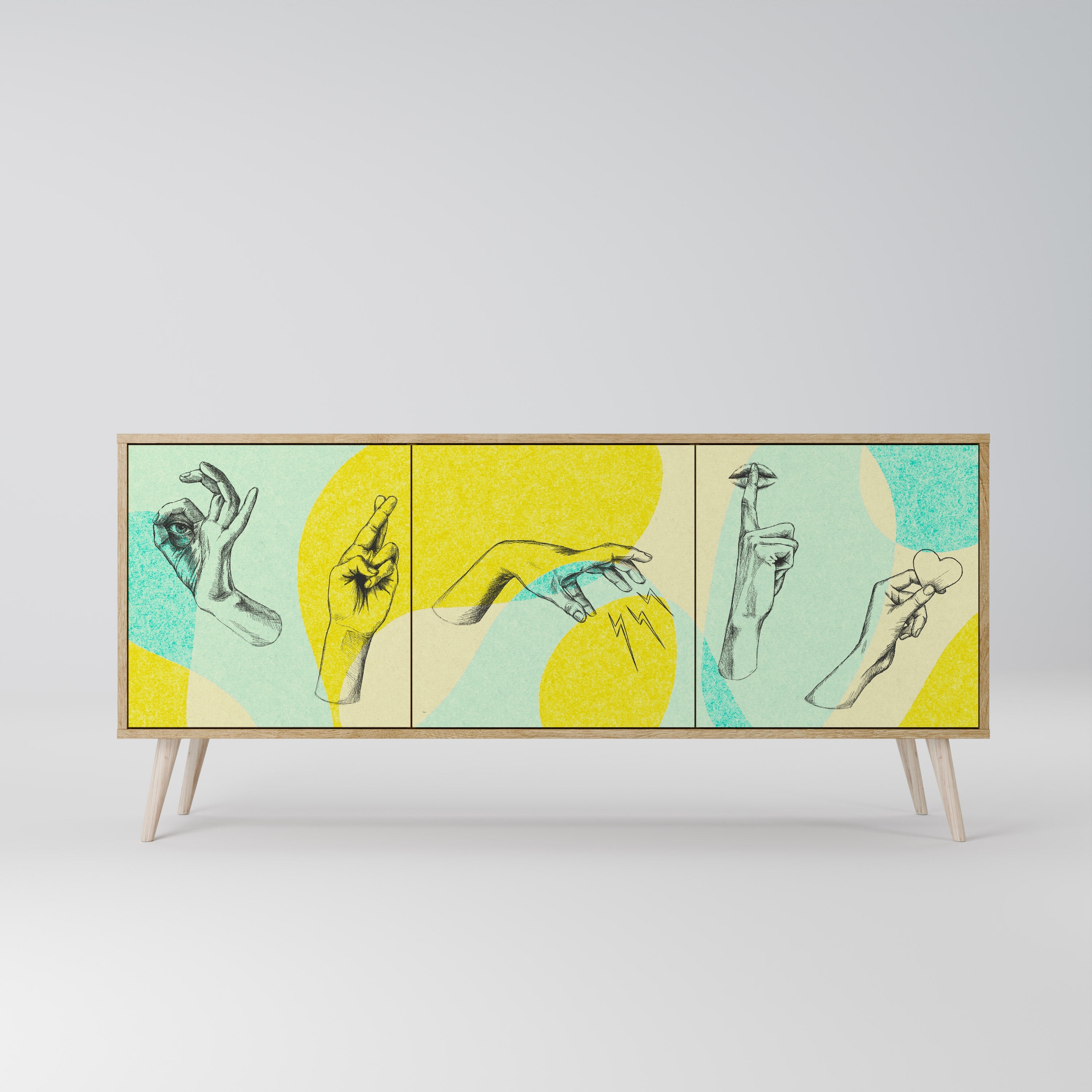 BODY LANGUAGE 3-türiges Sideboard in Eichenoptik