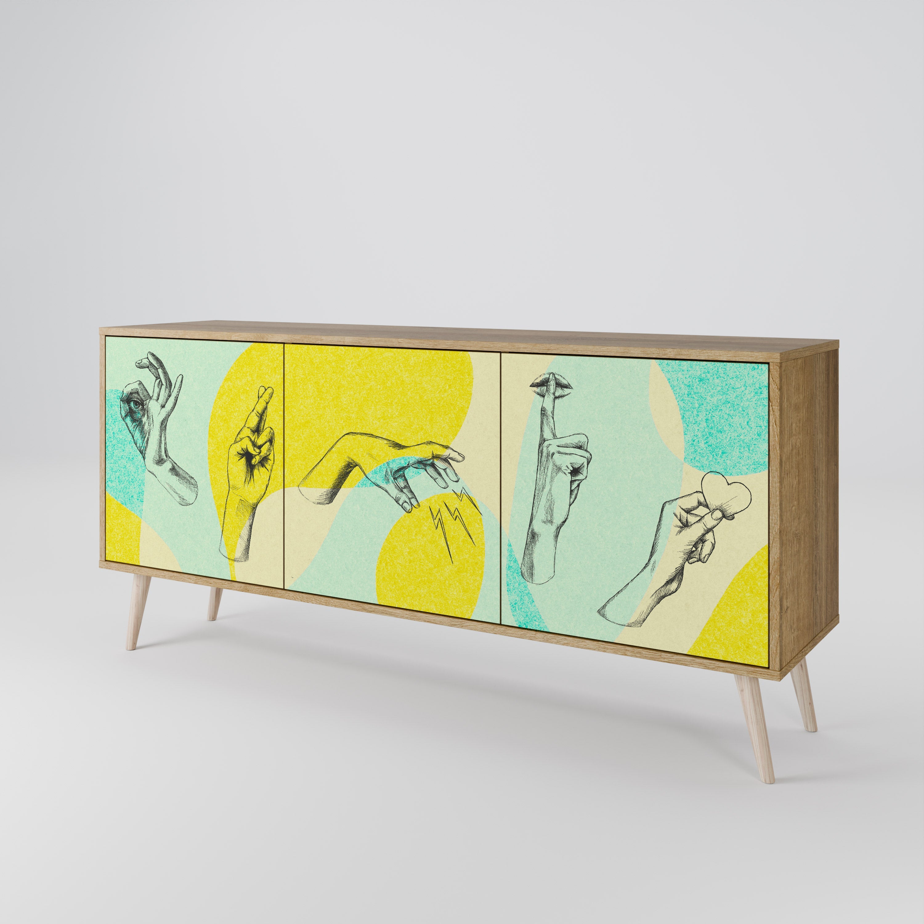 BODY LANGUAGE 3-türiges Sideboard in Eichenoptik