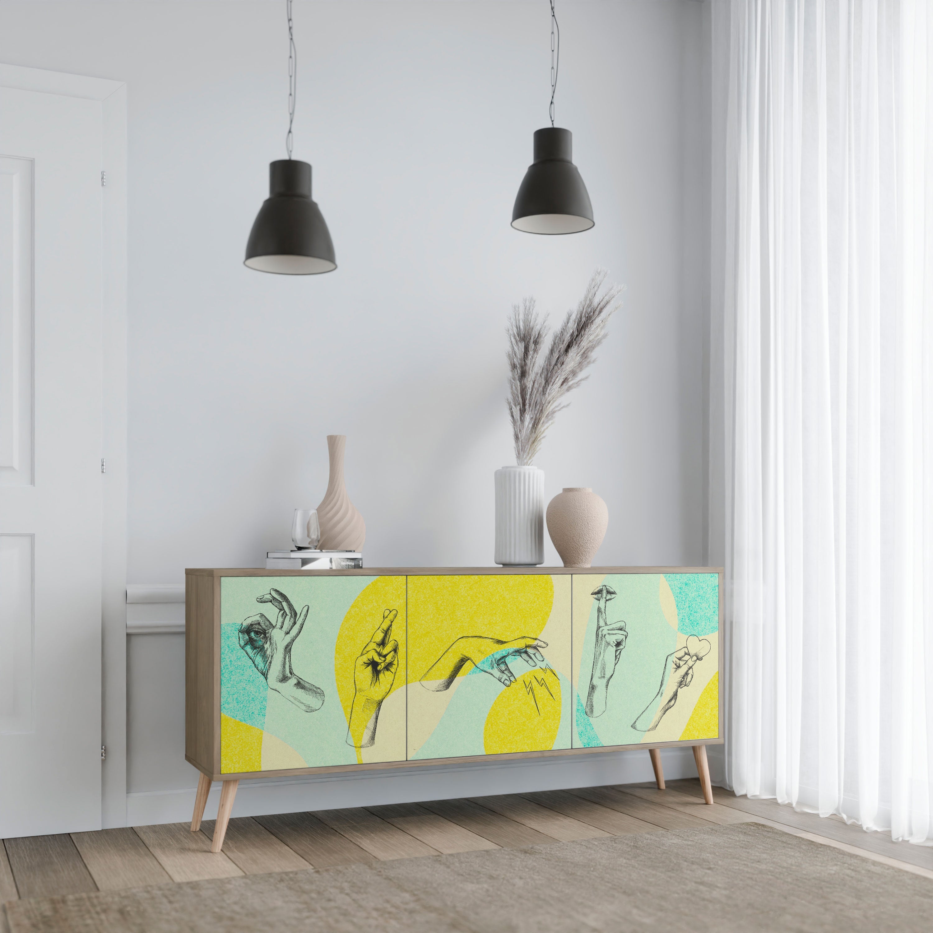 BODY LANGUAGE 3-türiges Sideboard in Eichenoptik