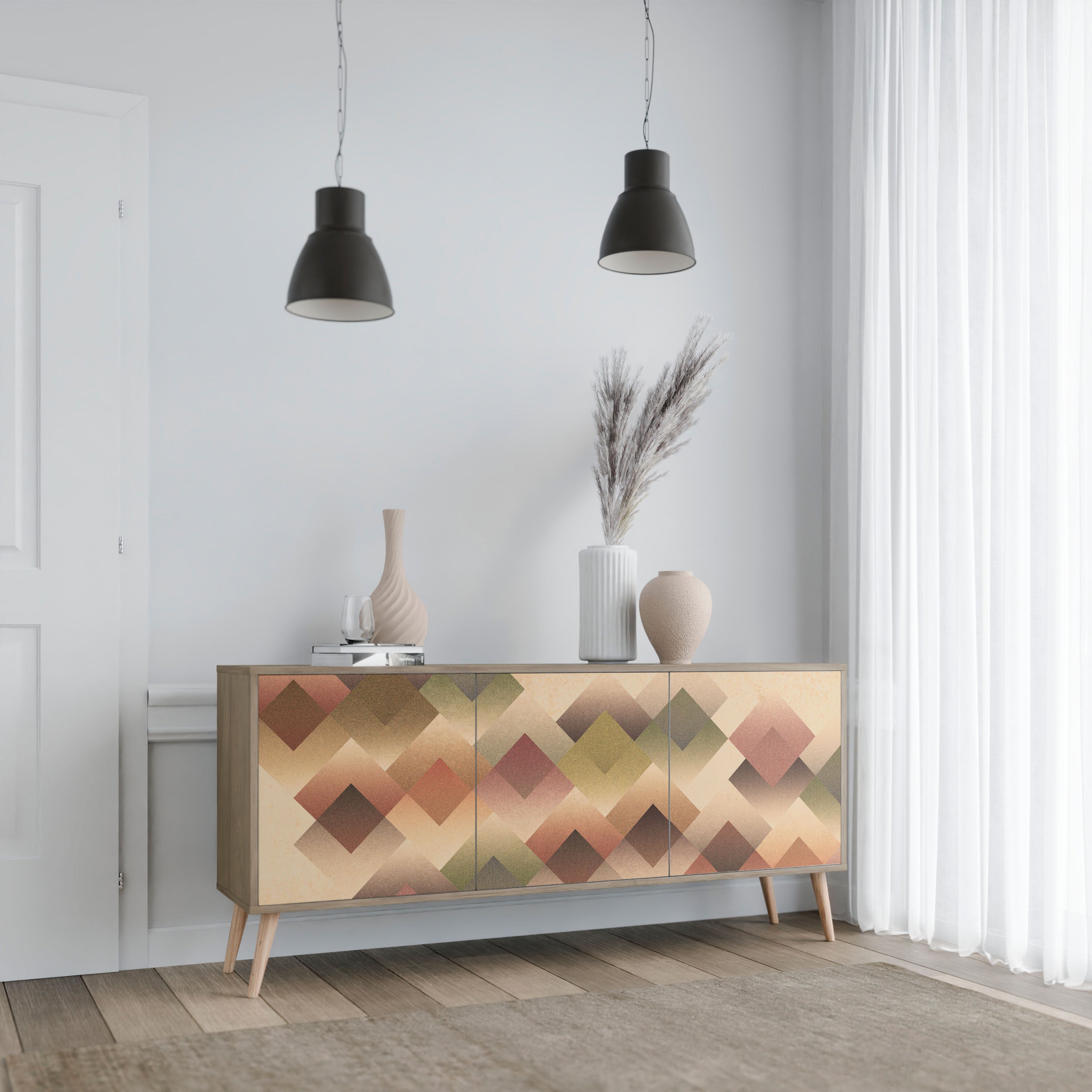 GEOMETRIC FUSION 3-türiges Sideboard in Eichenoptik