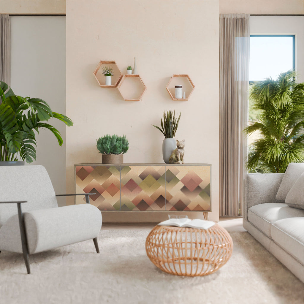 GEOMETRIC FUSION 3-türiges Sideboard in Eichenoptik
