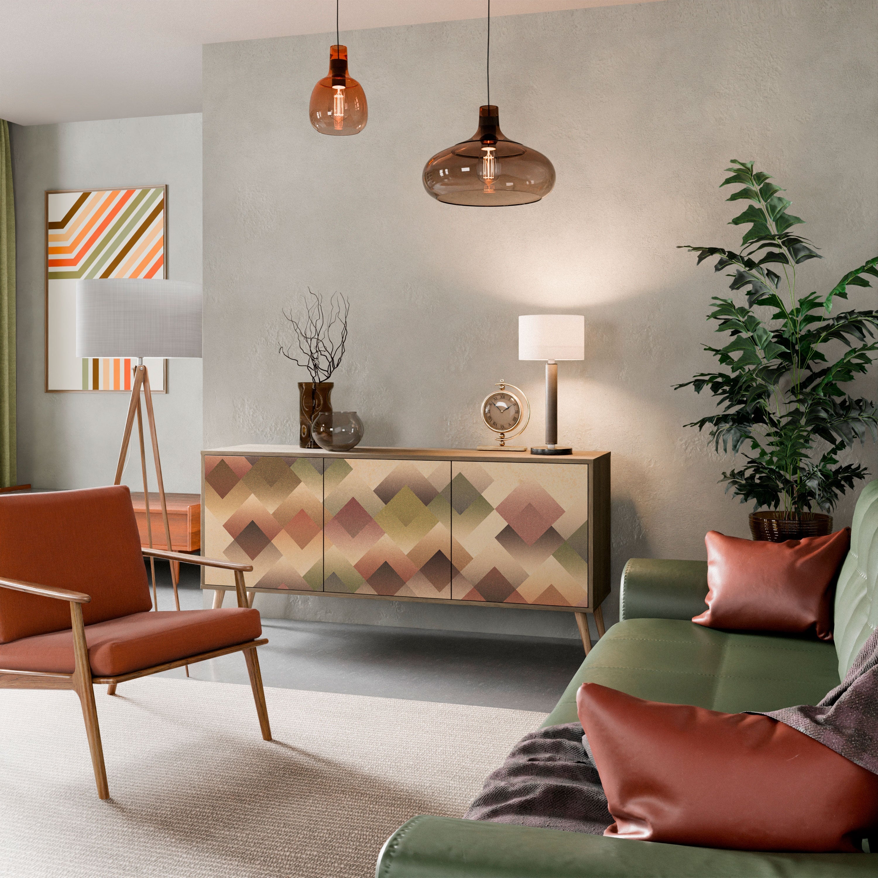 GEOMETRIC FUSION 3-türiges Sideboard in Eichenoptik