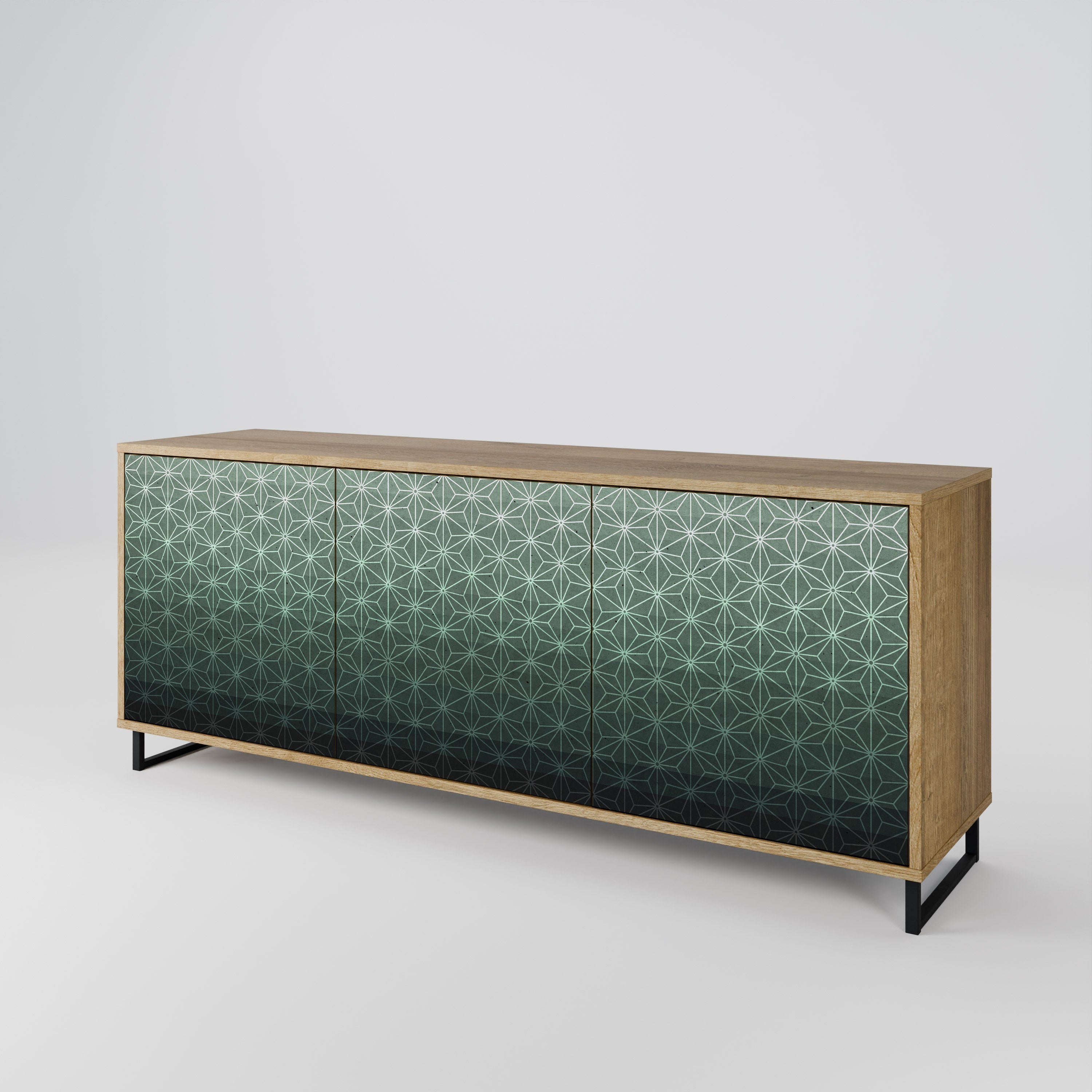 ORNAMENTAL GLIMMER 3-türiges Sideboard in Eichenoptik