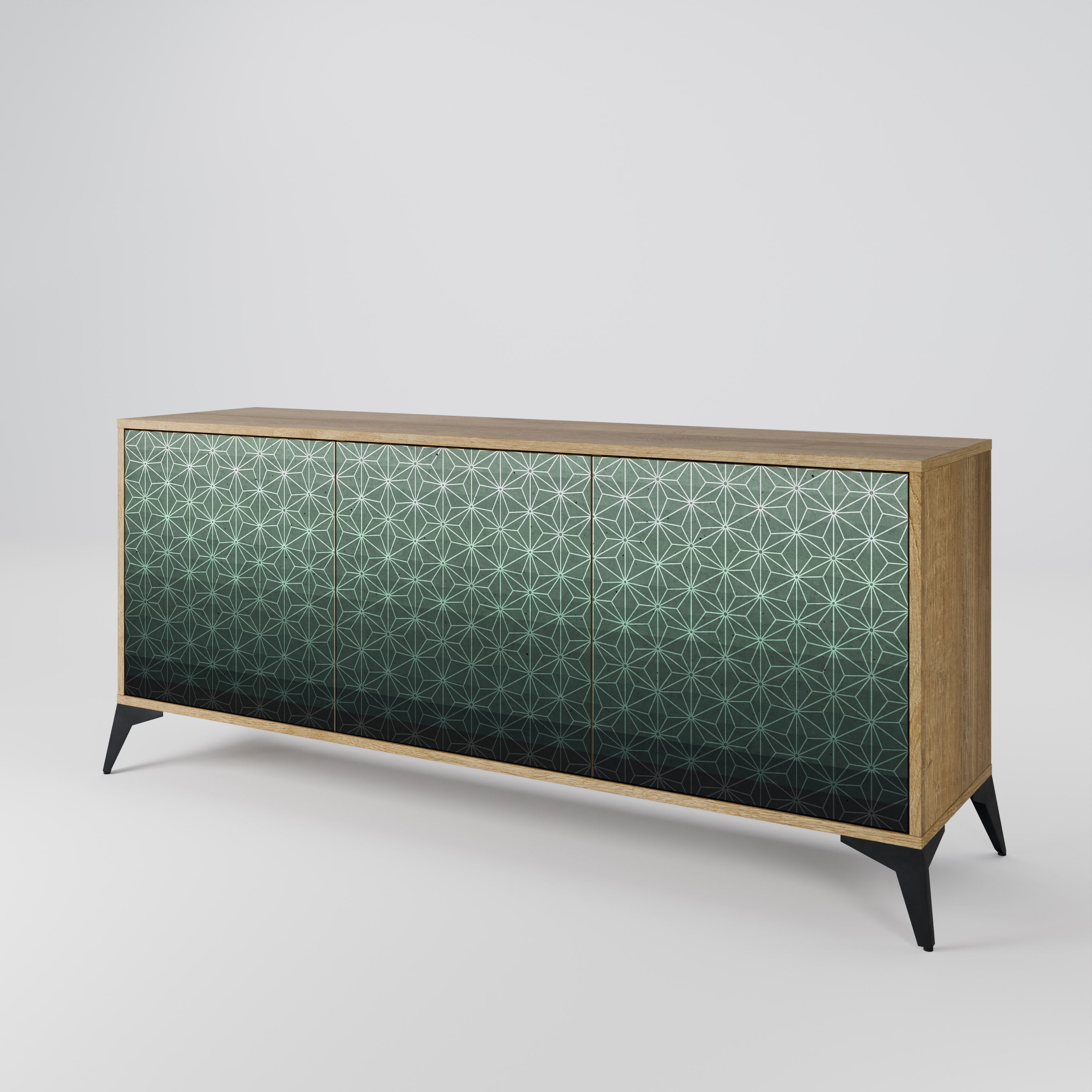 ORNAMENTAL GLIMMER 3-türiges Sideboard in Eichenoptik