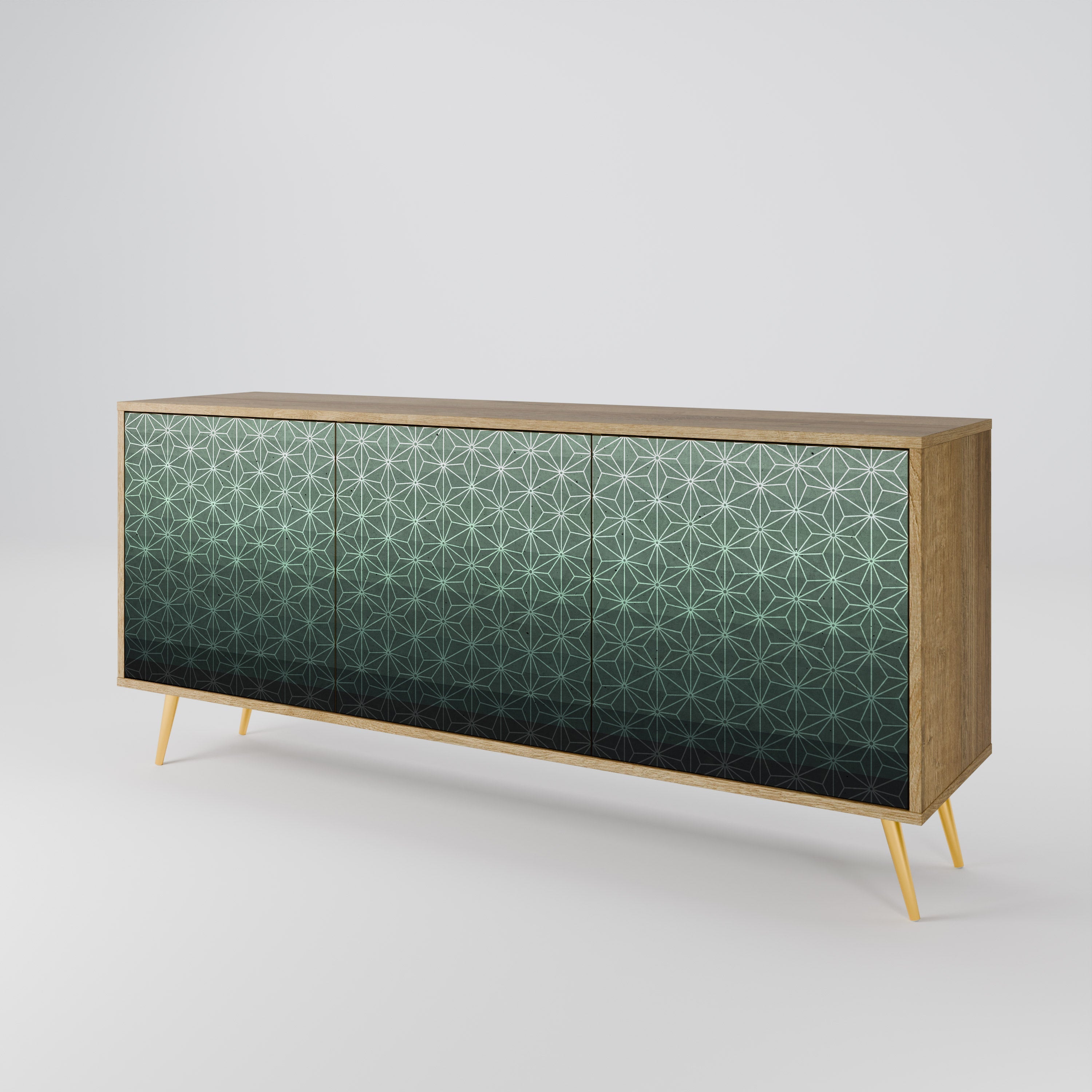 ORNAMENTAL GLIMMER 3-türiges Sideboard in Eichenoptik