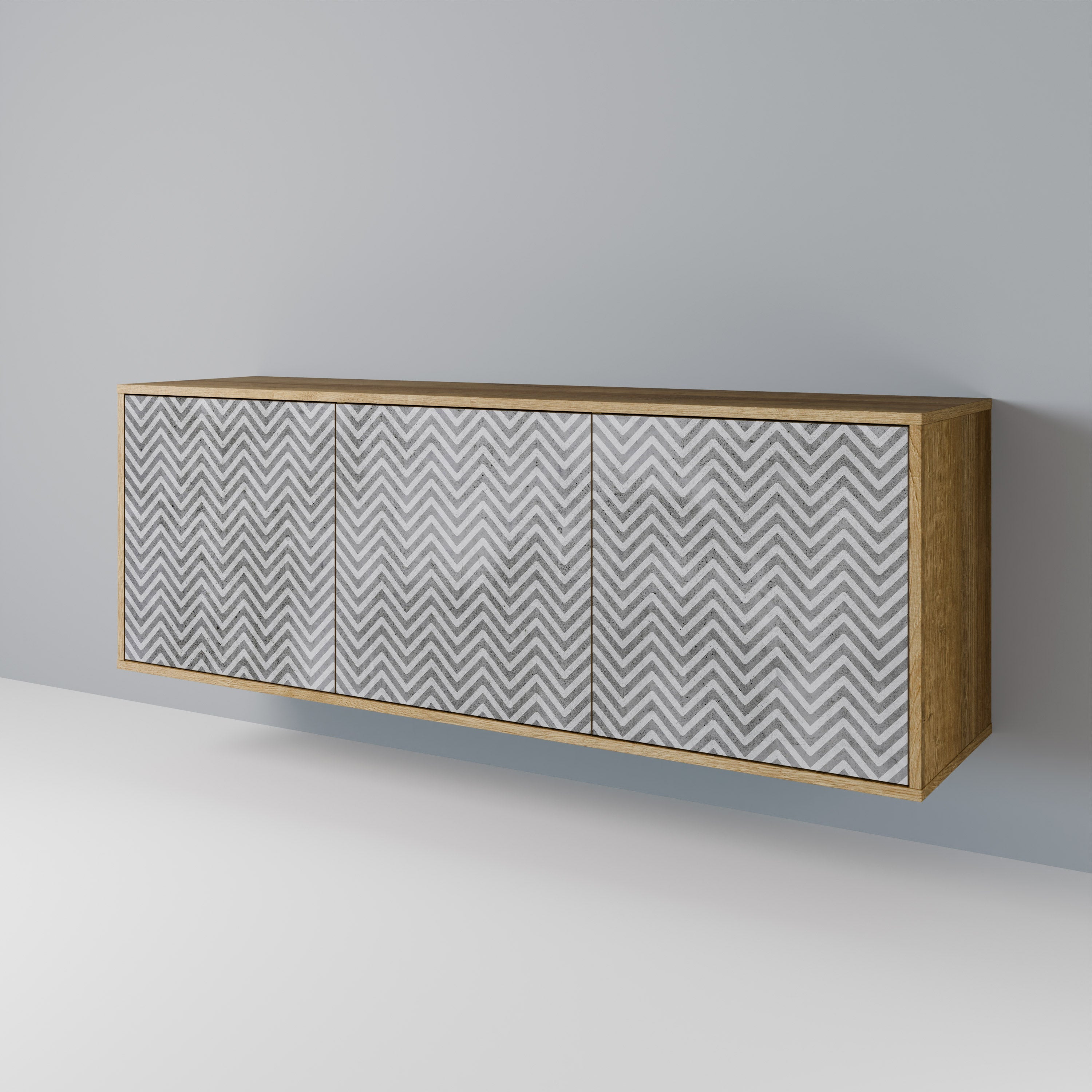 CONCRETE ZIG ZAG 3-türiges Sideboard in Eichenoptik