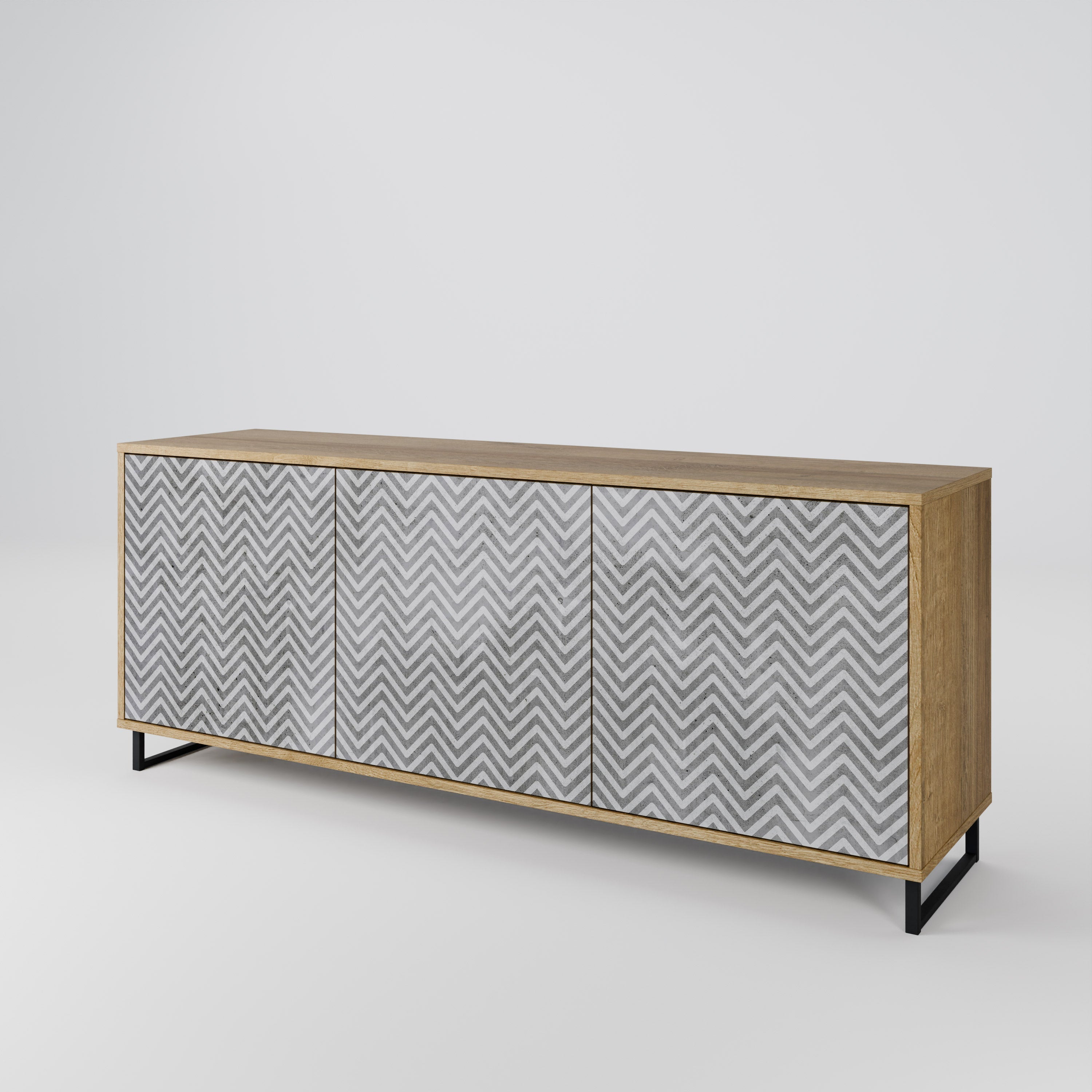 CONCRETE ZIG ZAG 3-türiges Sideboard in Eichenoptik