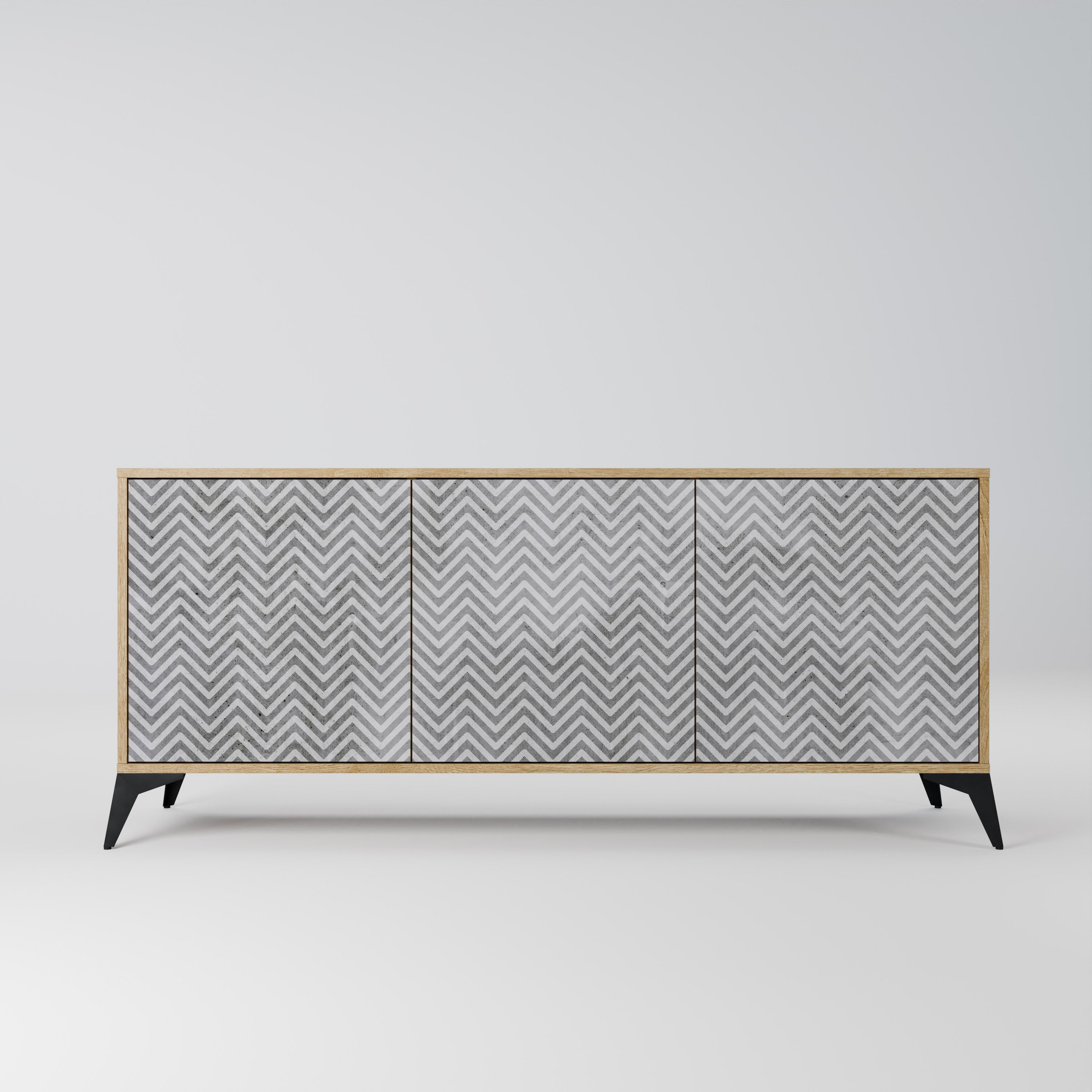 CONCRETE ZIG ZAG 3-türiges Sideboard in Eichenoptik
