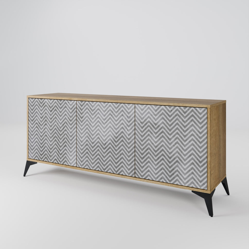 CONCRETE ZIG ZAG 3-türiges Sideboard in Eichenoptik