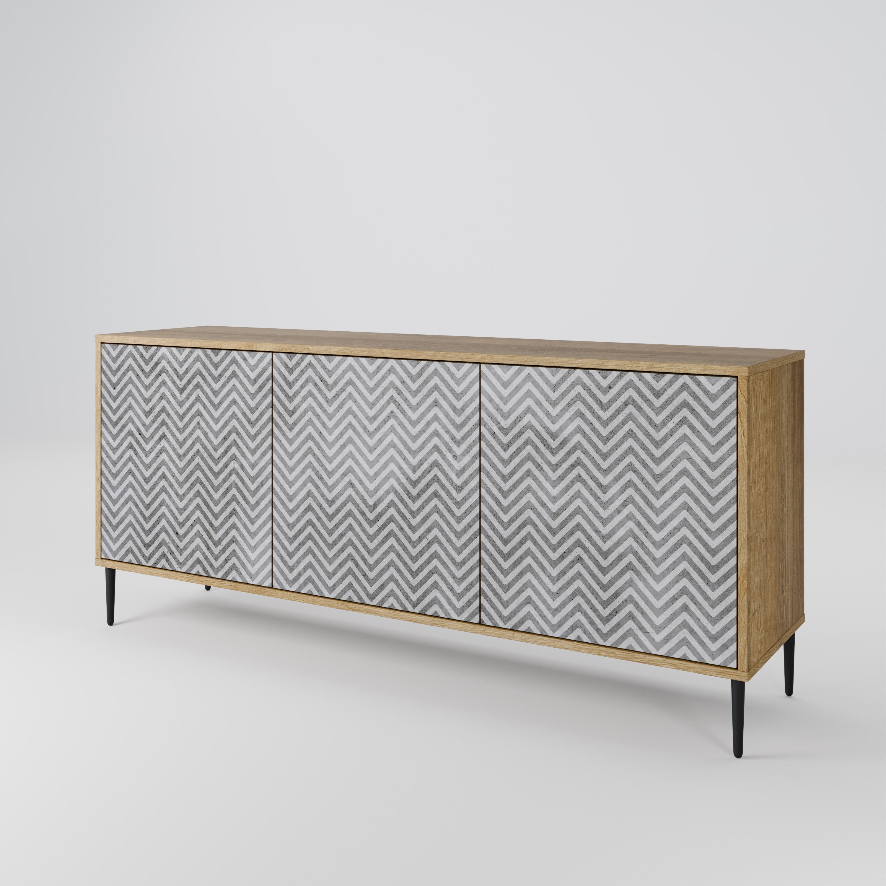 CONCRETE ZIG ZAG 3-türiges Sideboard in Eichenoptik