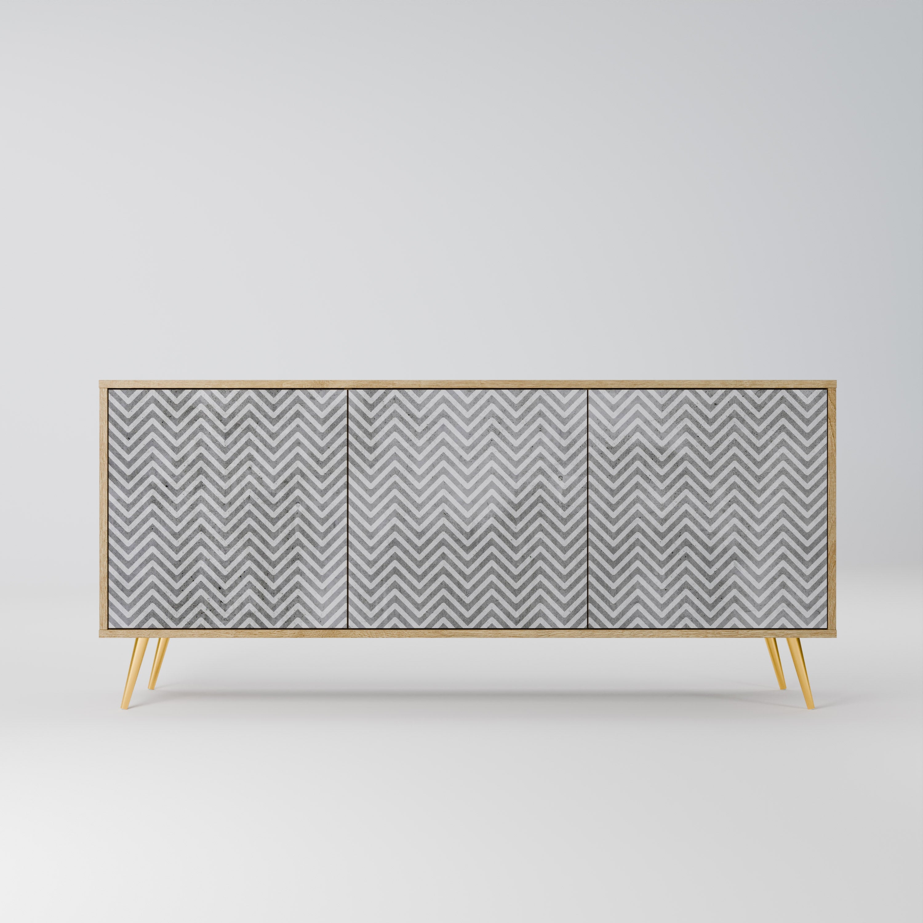 CONCRETE ZIG ZAG 3-türiges Sideboard in Eichenoptik