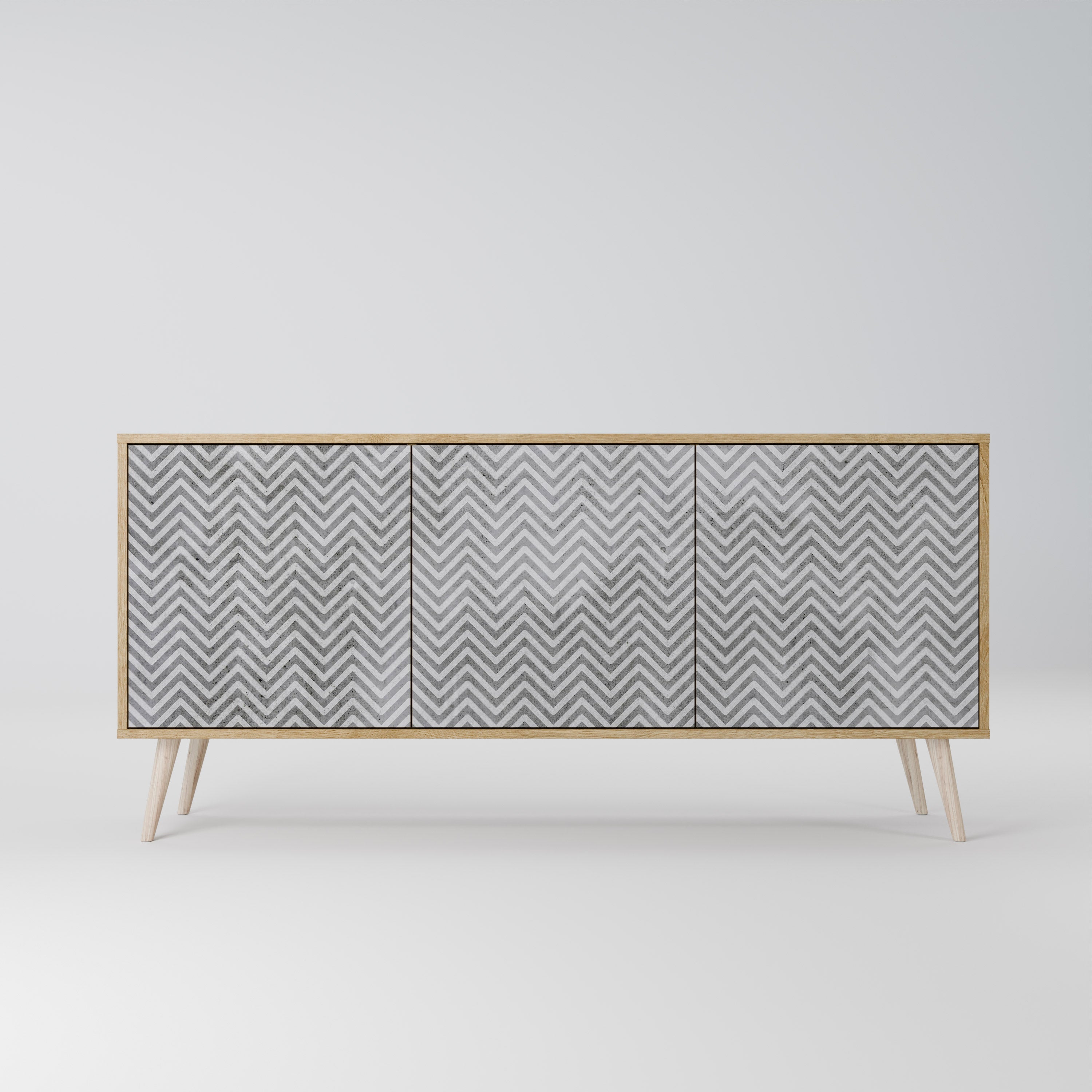CONCRETE ZIG ZAG 3-türiges Sideboard in Eichenoptik