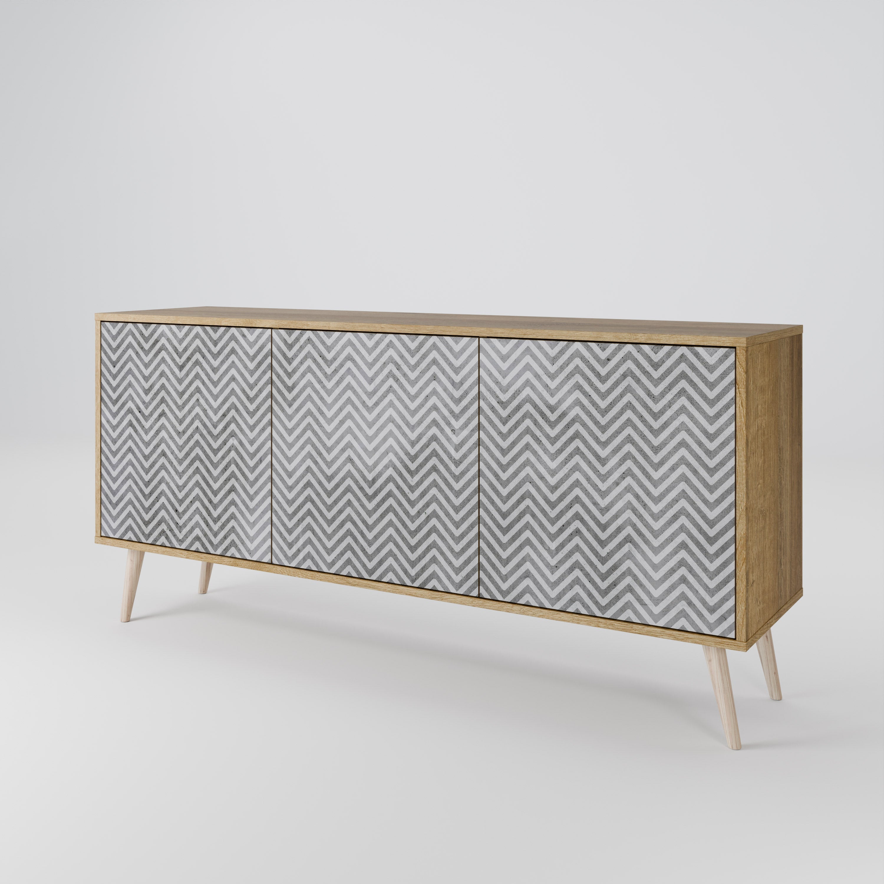 CONCRETE ZIG ZAG 3-türiges Sideboard in Eichenoptik