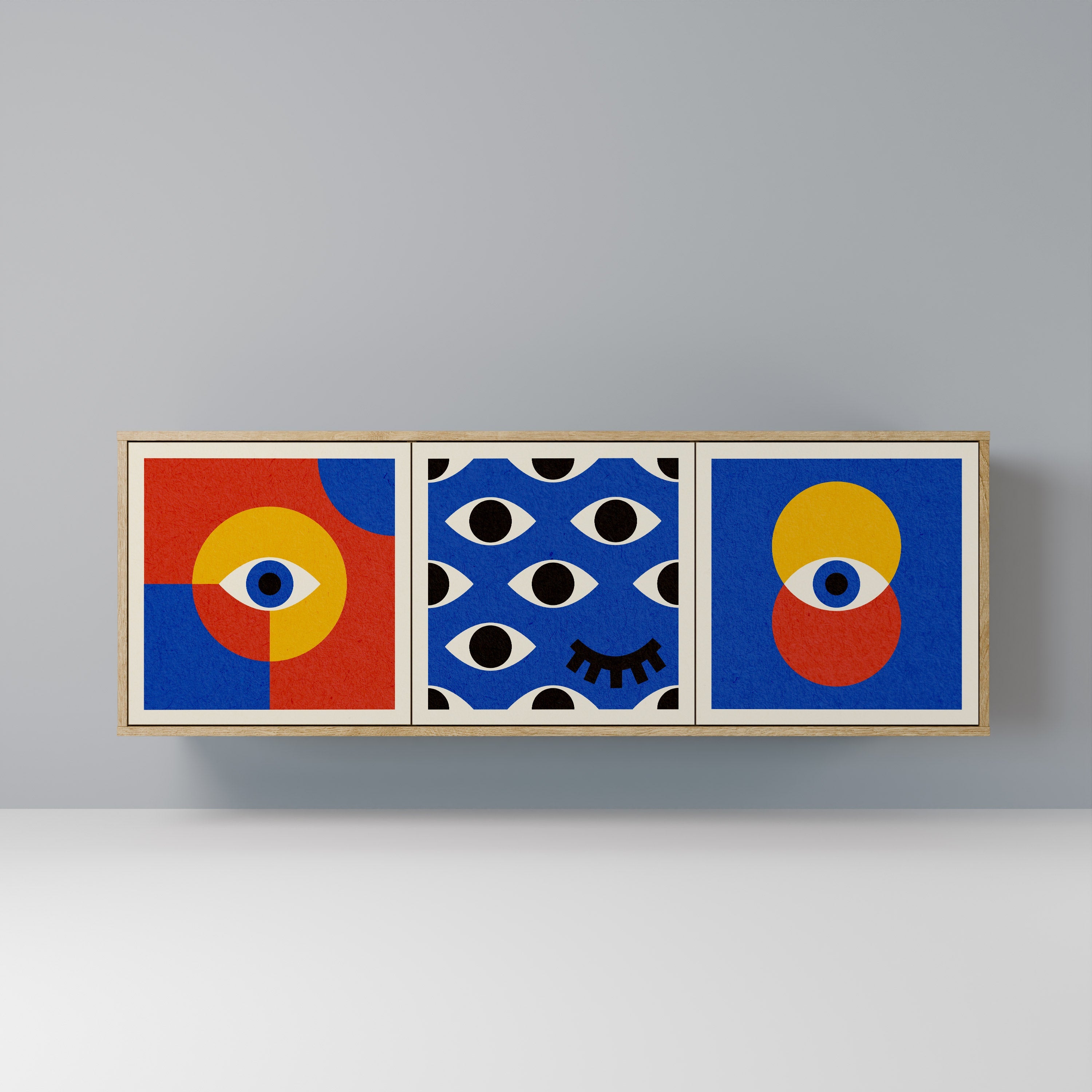 GEOMETRIC EYES 3-türiges Sideboard in Eichenoptik