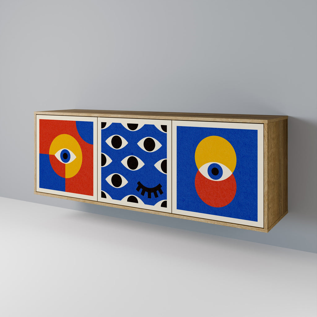 GEOMETRIC EYES 3-türiges Sideboard in Eichenoptik