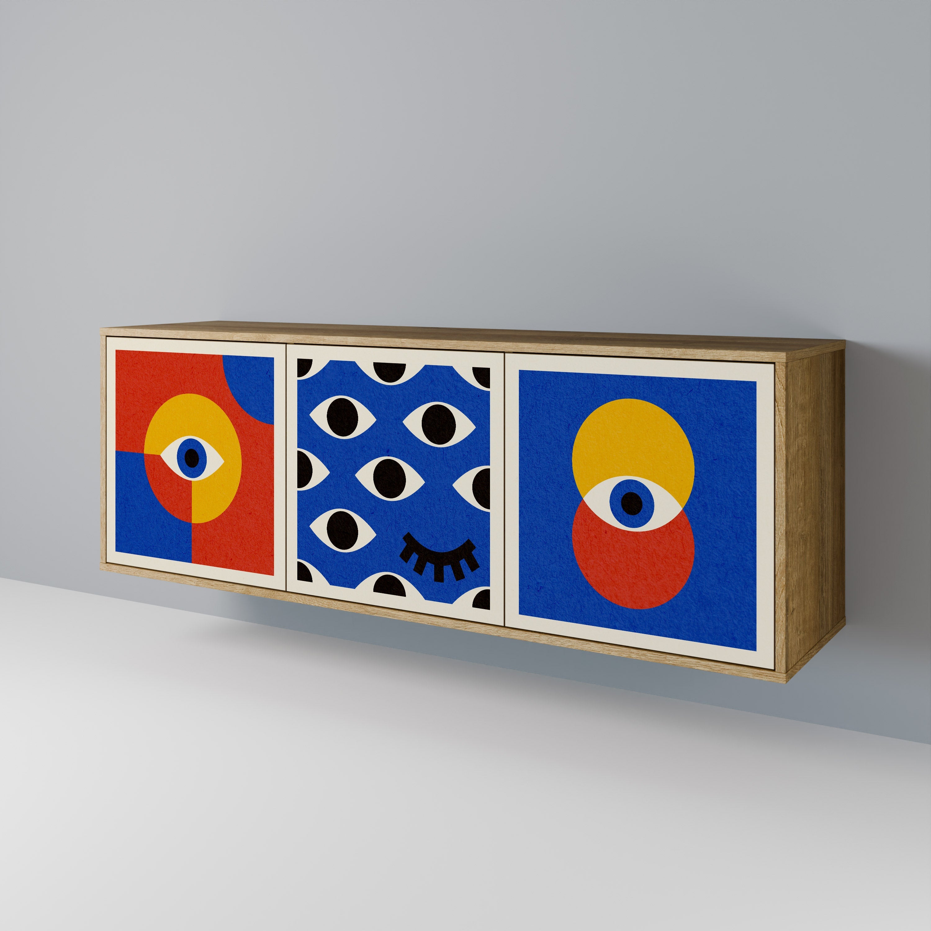 GEOMETRIC EYES 3-türiges Sideboard in Eichenoptik