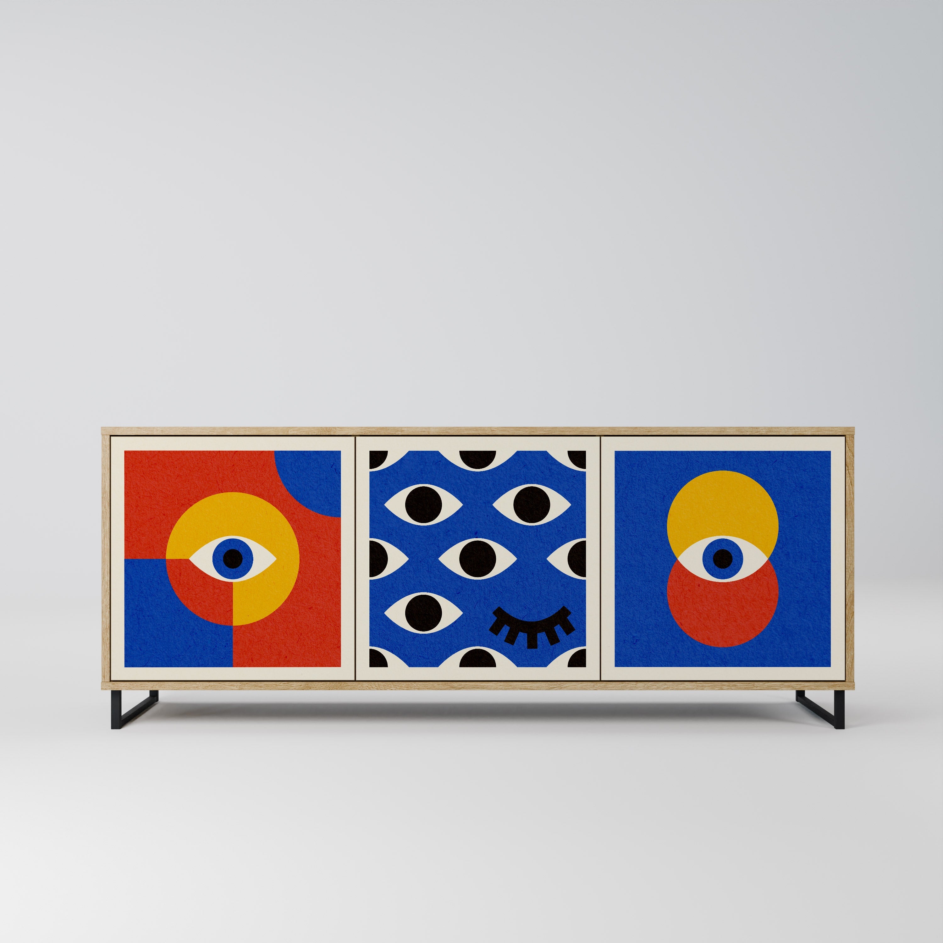 GEOMETRIC EYES 3-türiges Sideboard in Eichenoptik