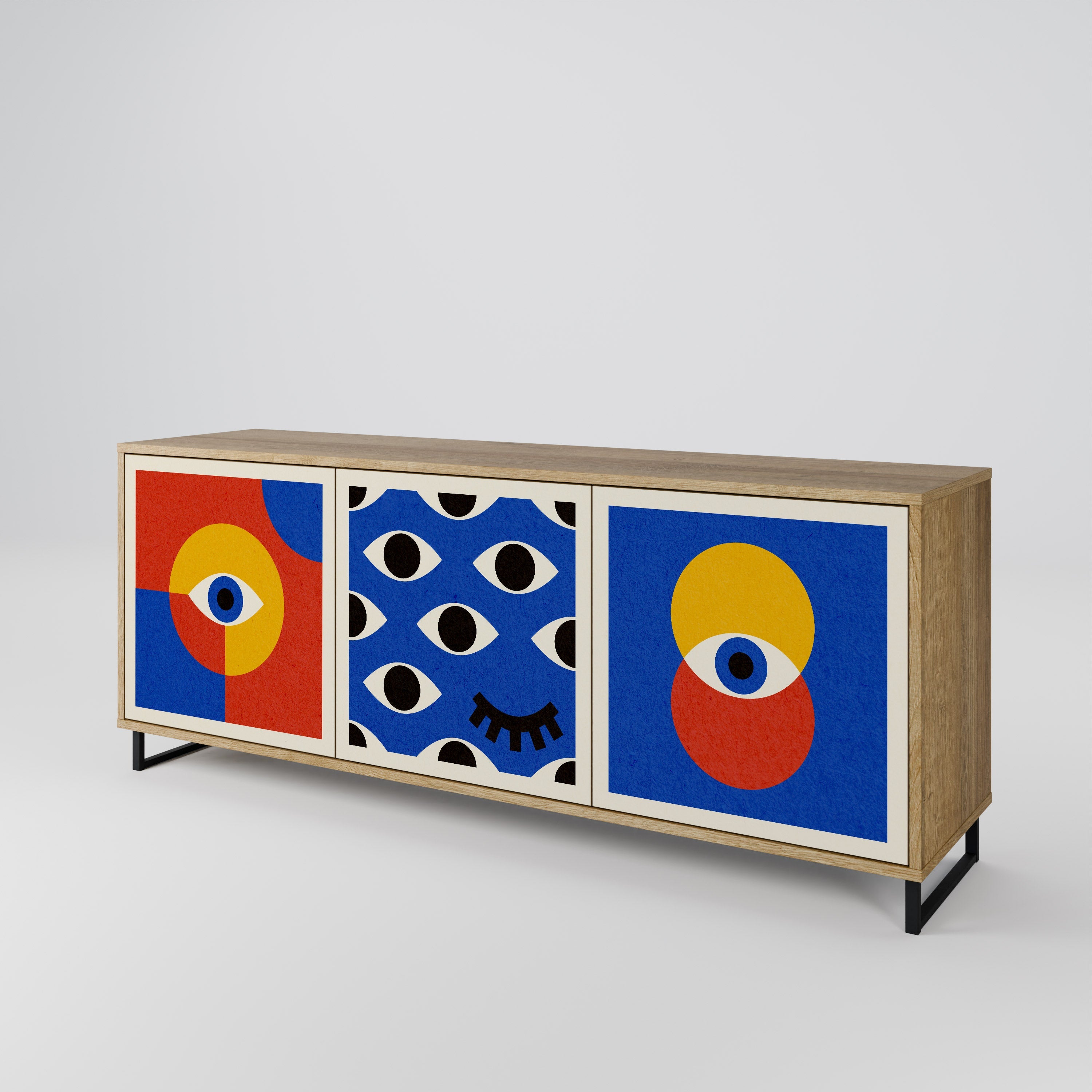 GEOMETRIC EYES 3-türiges Sideboard in Eichenoptik
