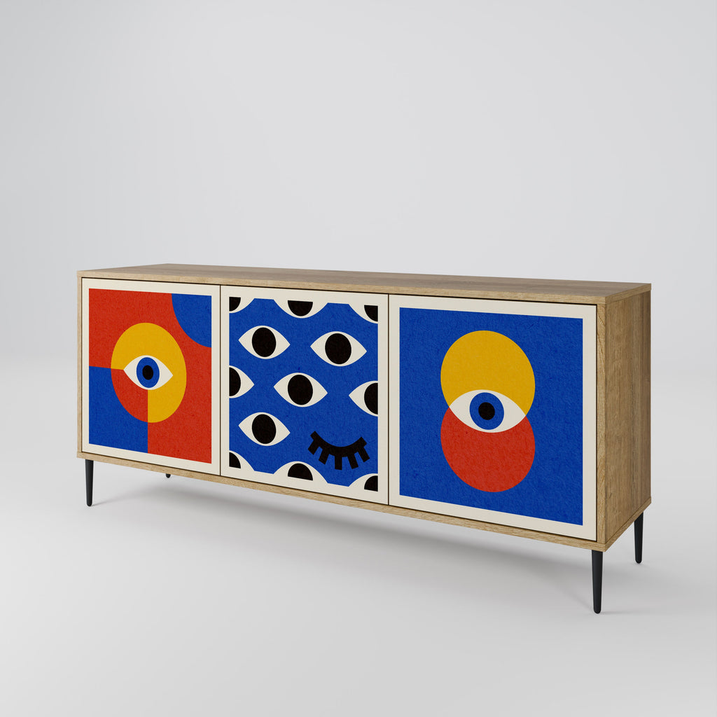 GEOMETRIC EYES 3-türiges Sideboard in Eichenoptik