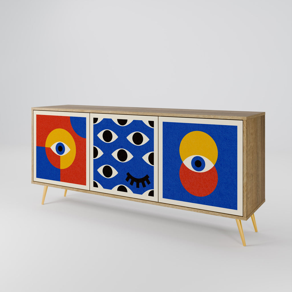 GEOMETRIC EYES 3-türiges Sideboard in Eichenoptik