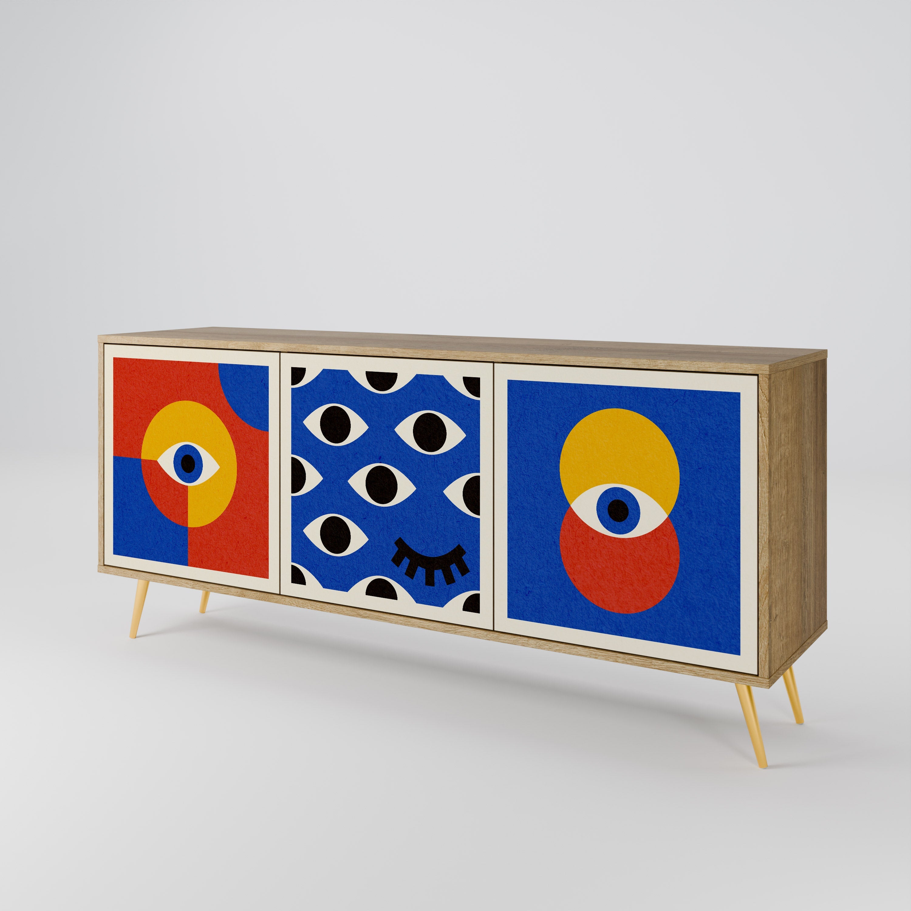 GEOMETRIC EYES 3-türiges Sideboard in Eichenoptik
