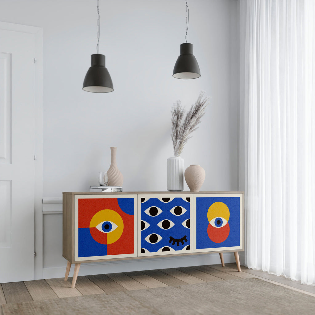 GEOMETRIC EYES 3-türiges Sideboard in Eichenoptik