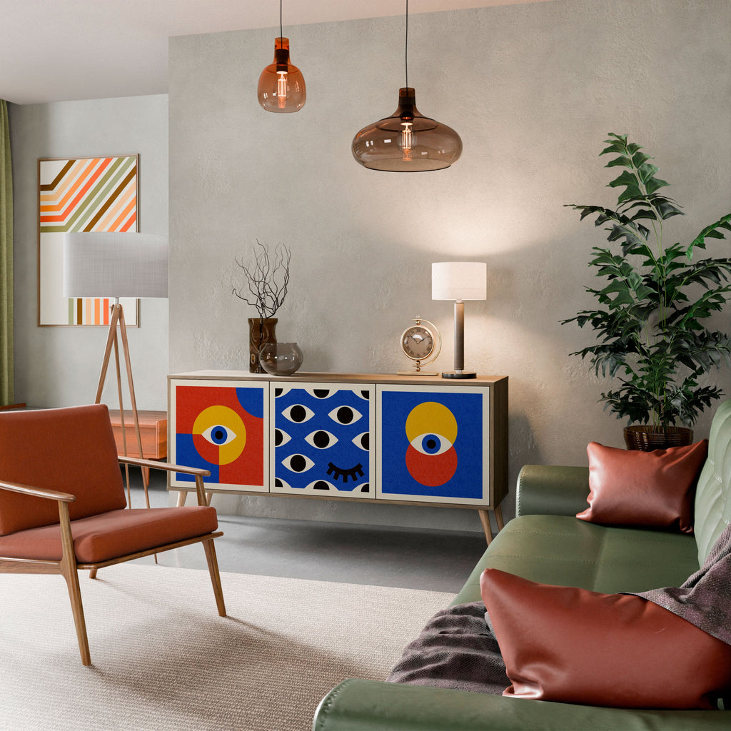 GEOMETRIC EYES 3-türiges Sideboard in Eichenoptik