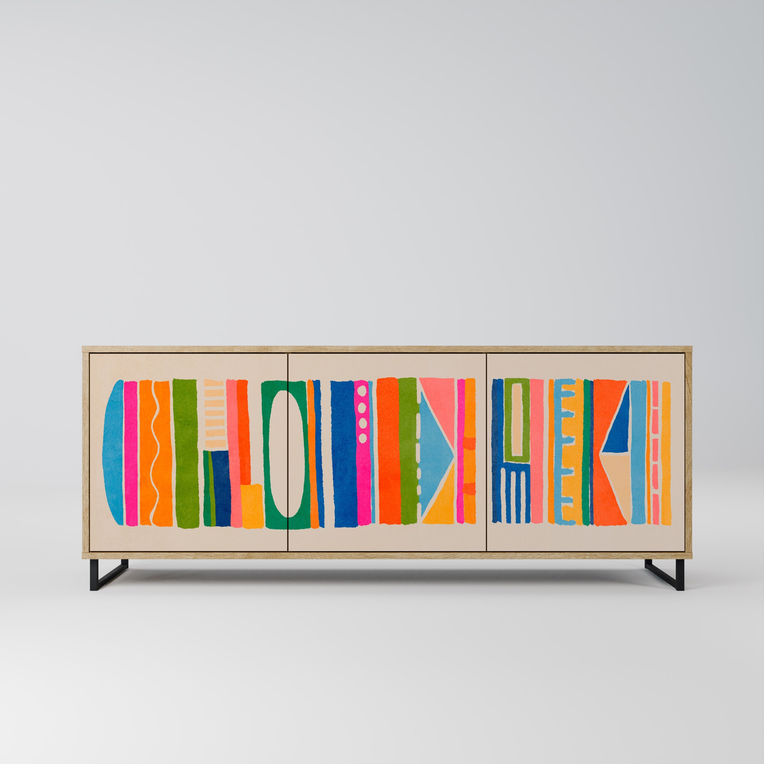 GEOMETRIC SHINE 3-türiges Sideboard in Eichenoptik