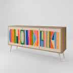 GEOMETRIC SHINE Sideboard mit 3 Türen in Eiche-Optik