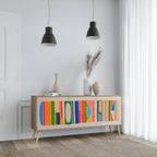 GEOMETRIC SHINE Sideboard mit 3 Türen in Eiche-Optik