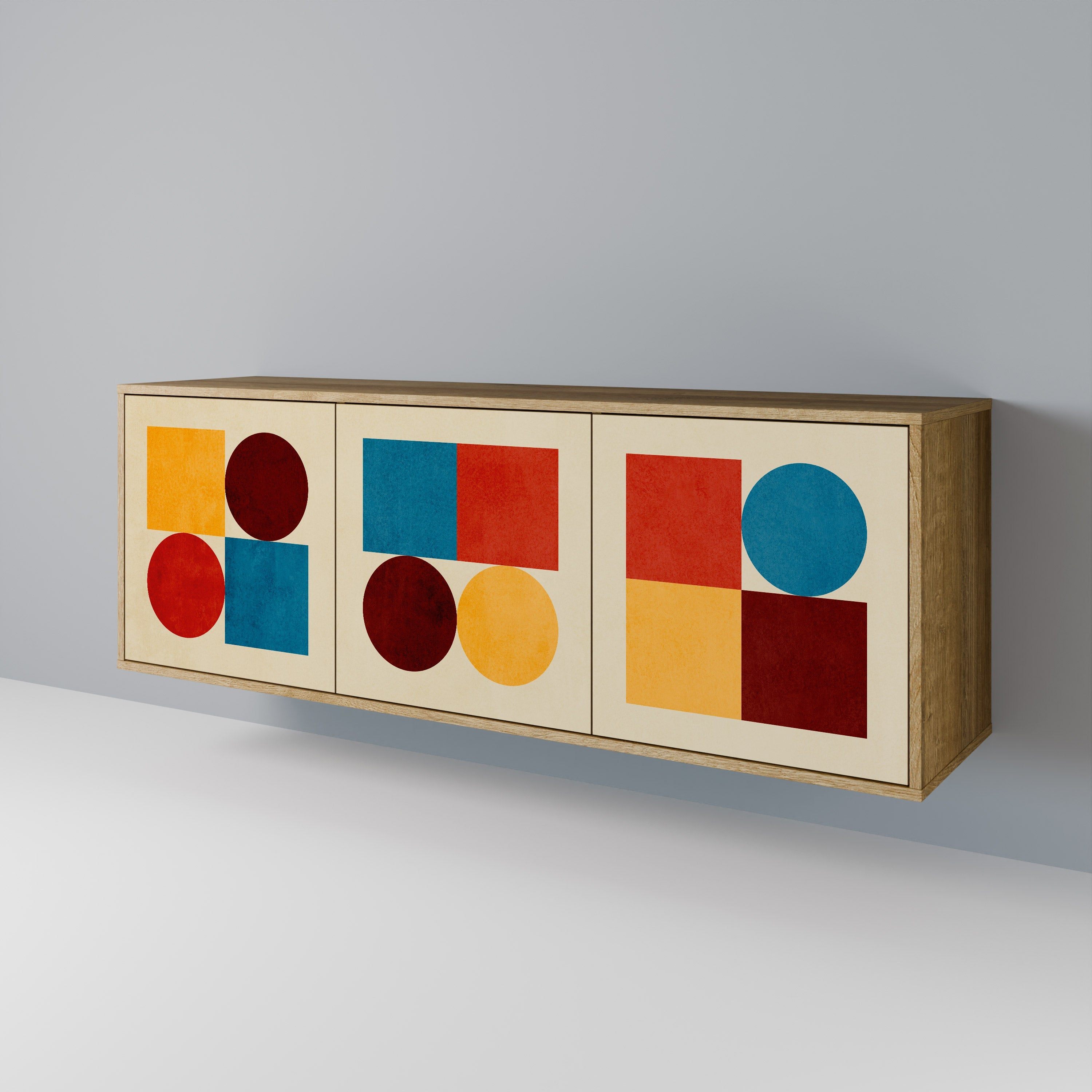 GEOMETRIC PUZZLE 3-türiges Sideboard in Eichenoptik