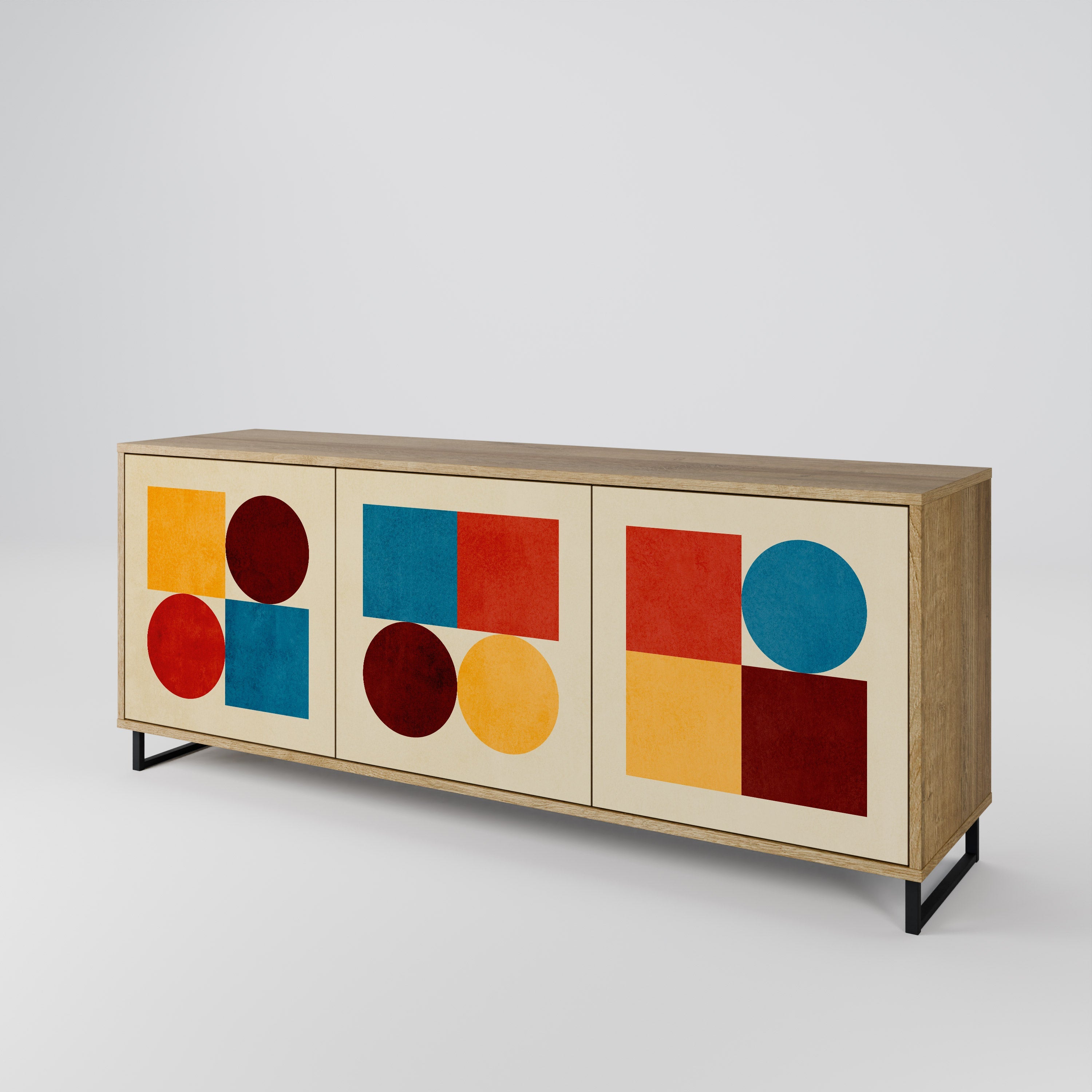 GEOMETRIC PUZZLE 3-türiges Sideboard in Eichenoptik