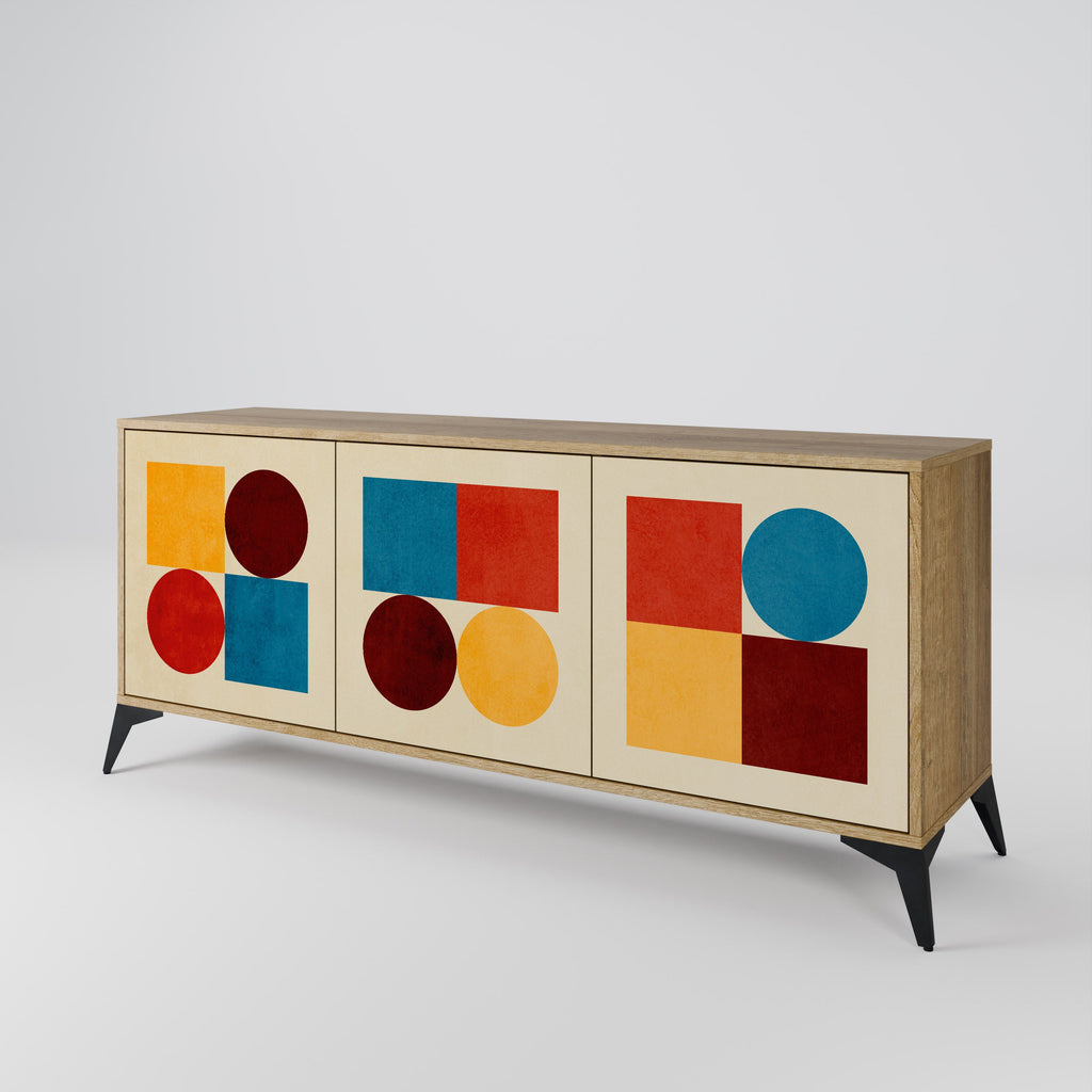GEOMETRIC PUZZLE 3-türiges Sideboard in Eichenoptik