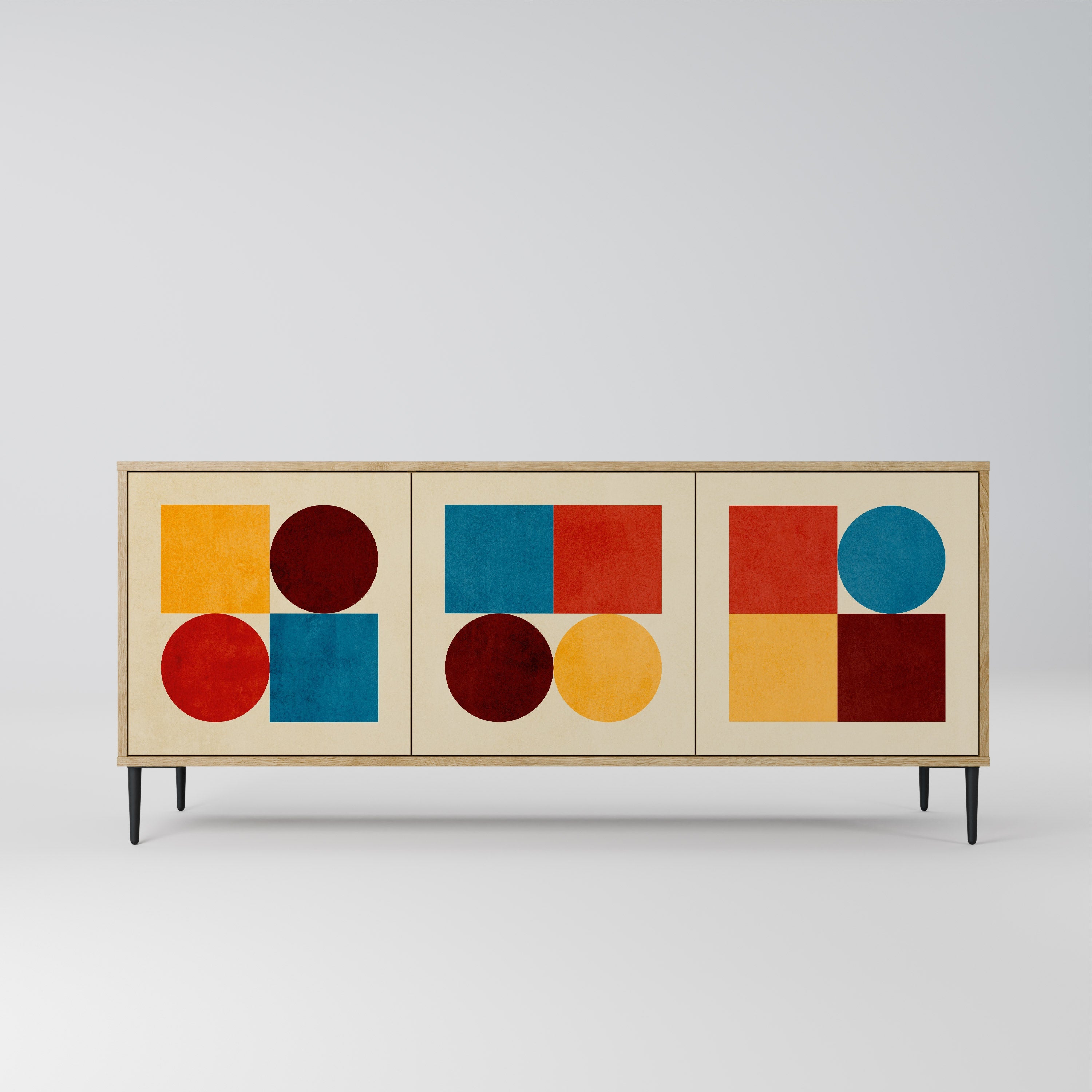 GEOMETRIC PUZZLE 3-türiges Sideboard in Eichenoptik