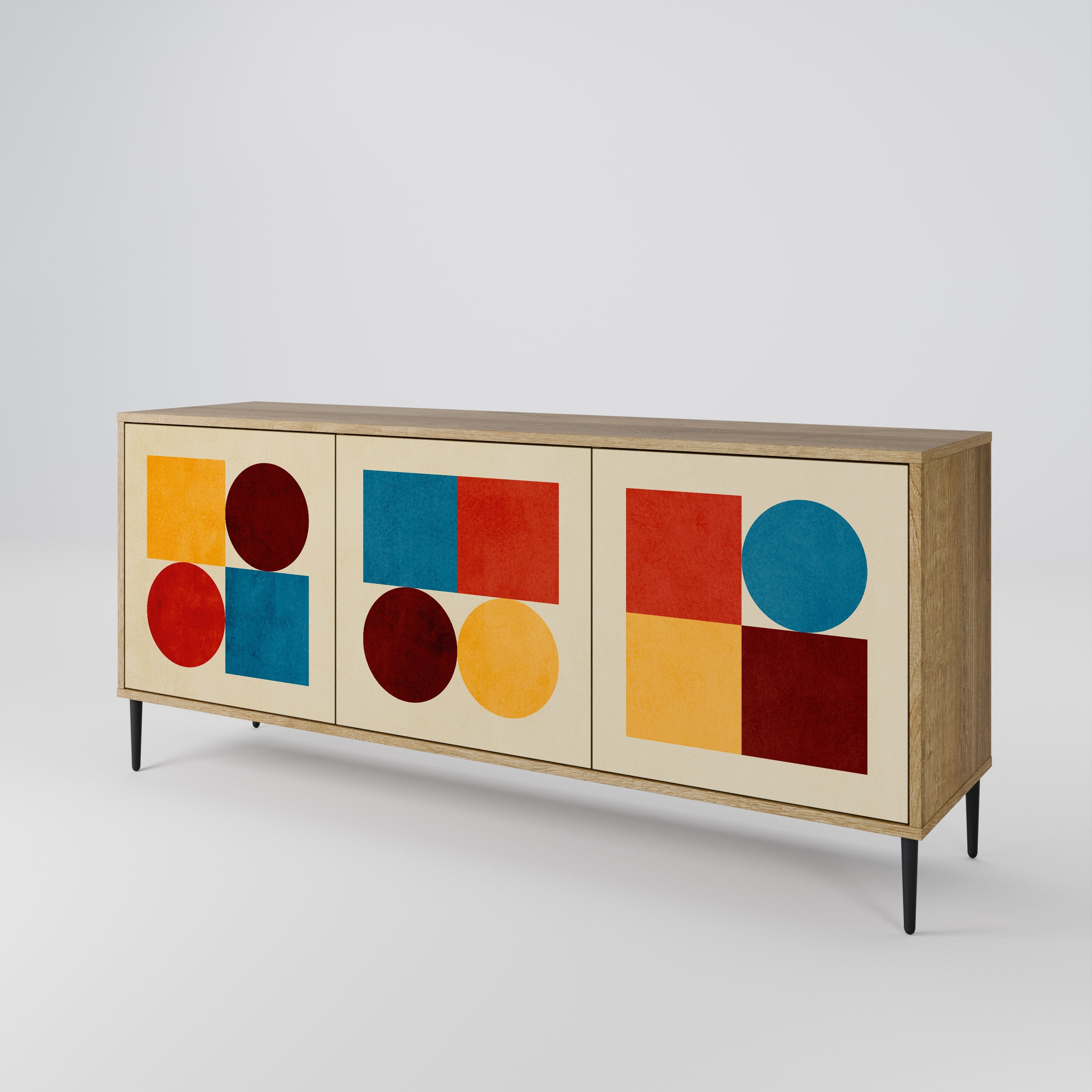 GEOMETRIC PUZZLE 3-türiges Sideboard in Eichenoptik