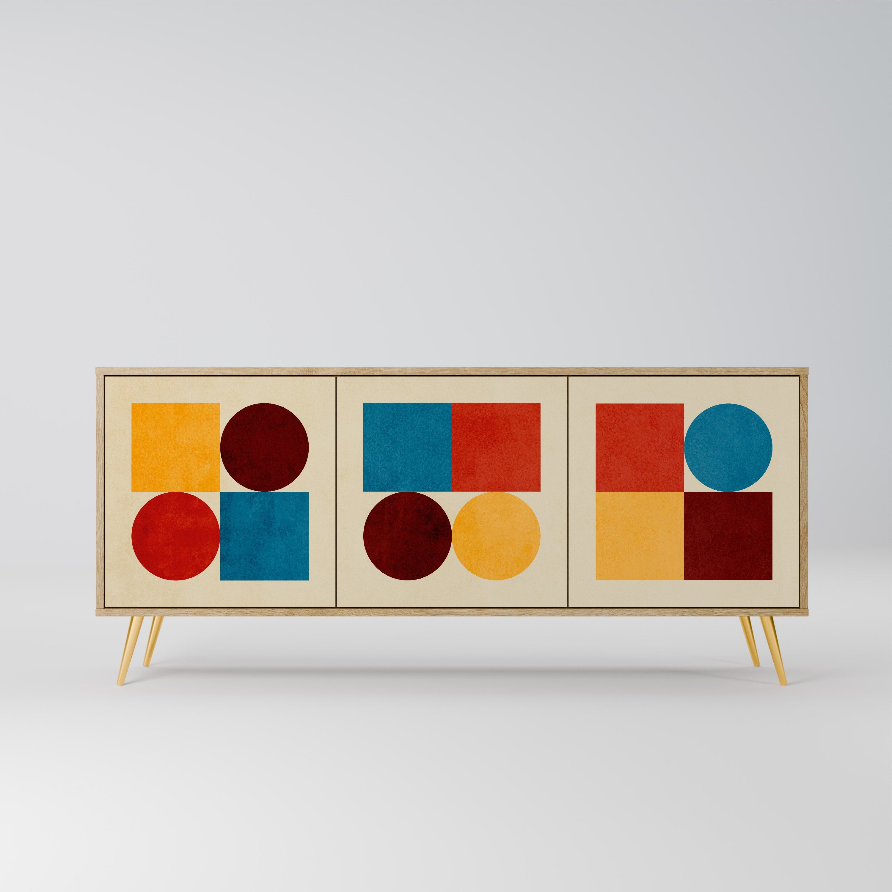 GEOMETRIC PUZZLE 3-türiges Sideboard in Eichenoptik