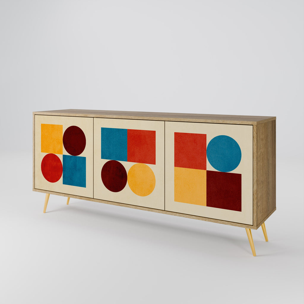 GEOMETRIC PUZZLE 3-türiges Sideboard in Eichenoptik