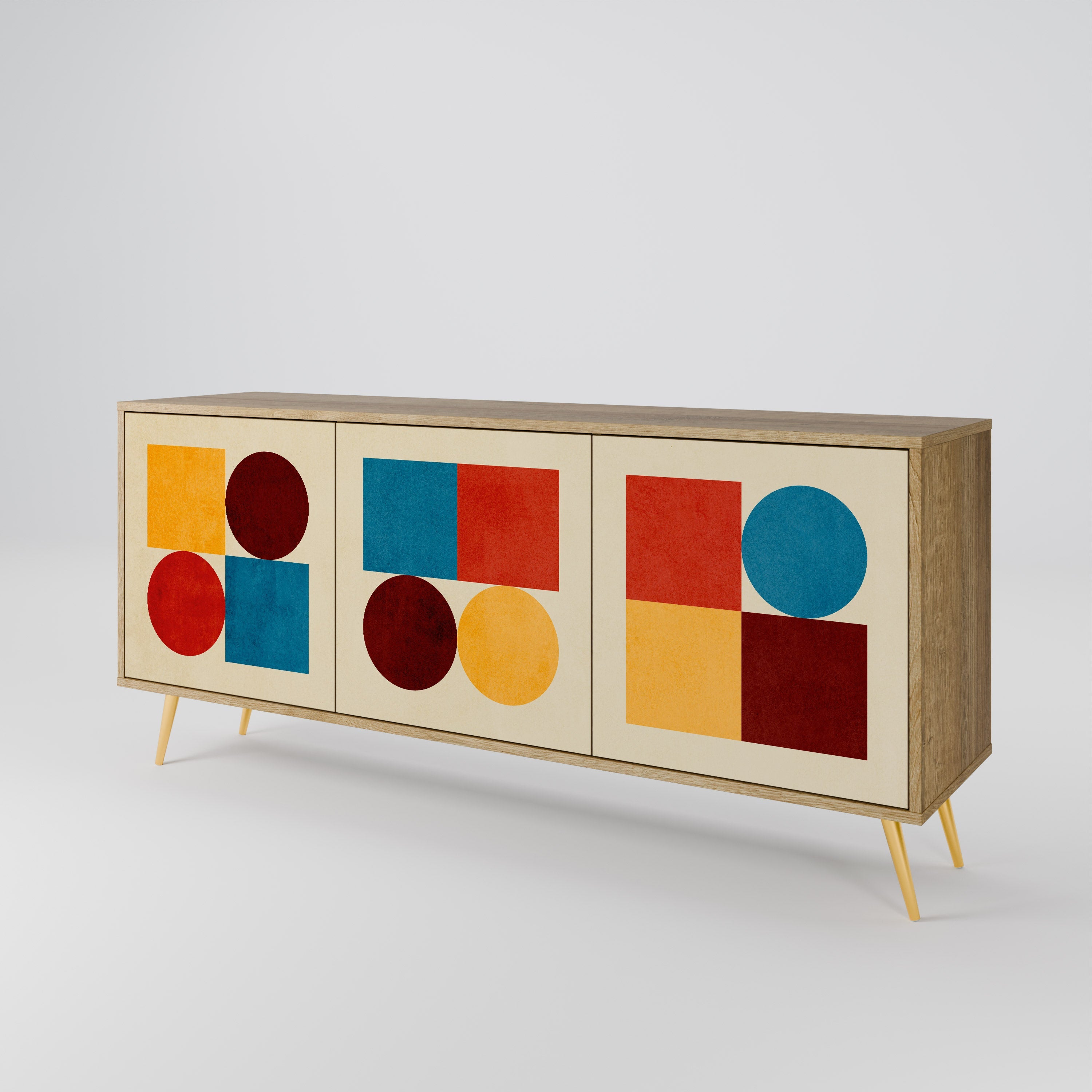 GEOMETRIC PUZZLE 3-türiges Sideboard in Eichenoptik