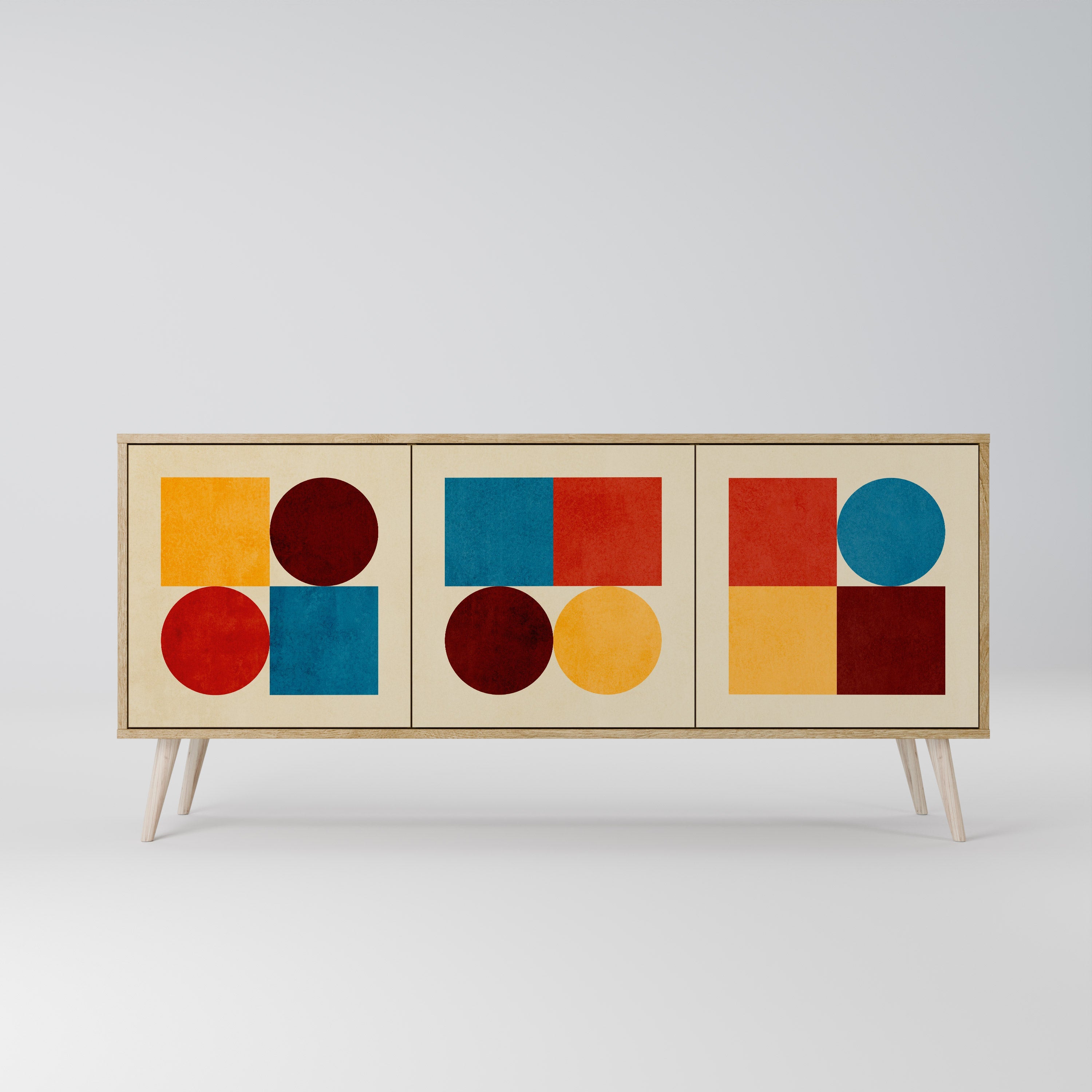 GEOMETRIC PUZZLE 3-türiges Sideboard in Eichenoptik