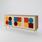 GEOMETRIC PUZZLE Sideboard mit 3 Türen in Eiche-Optik