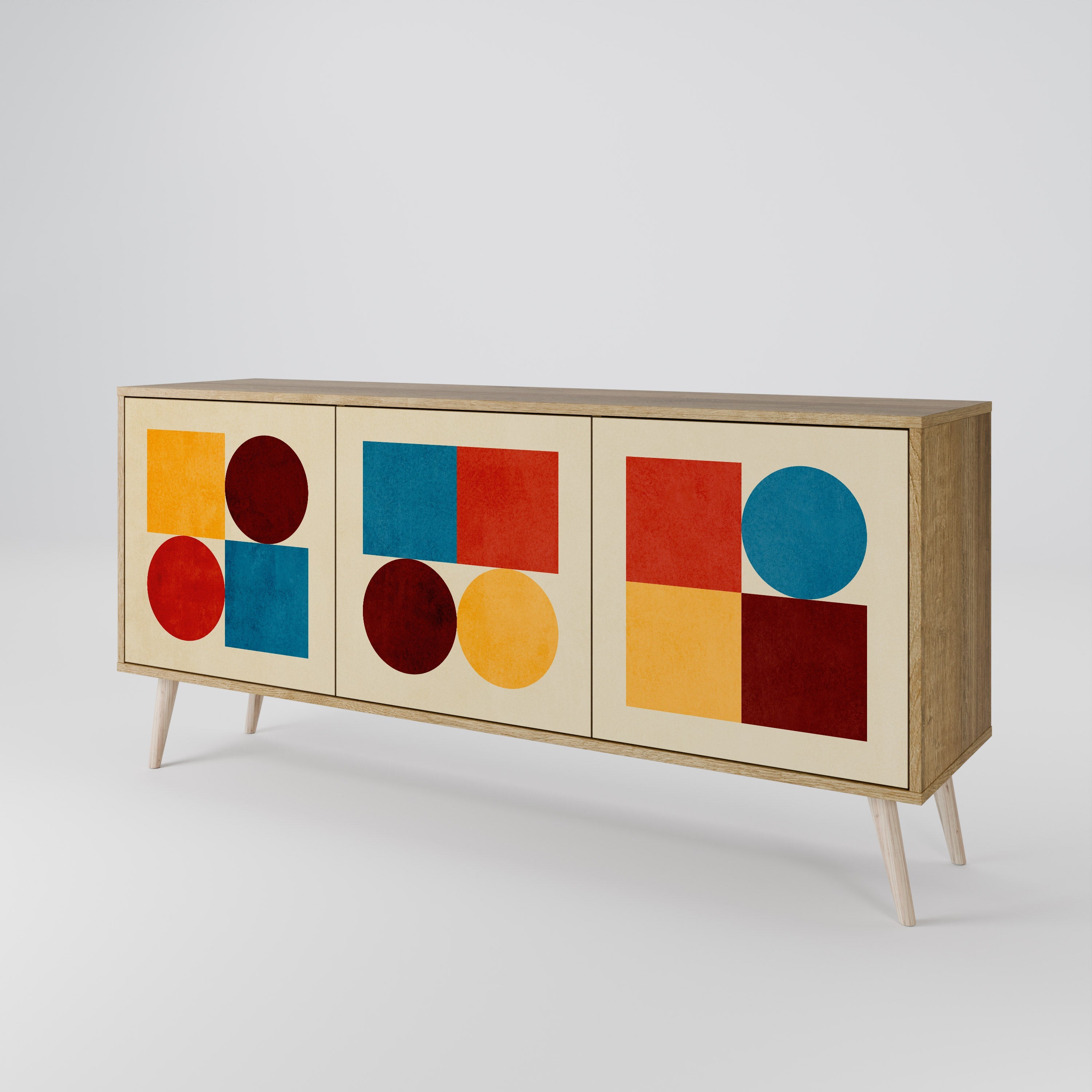 GEOMETRIC PUZZLE 3-türiges Sideboard in Eichenoptik