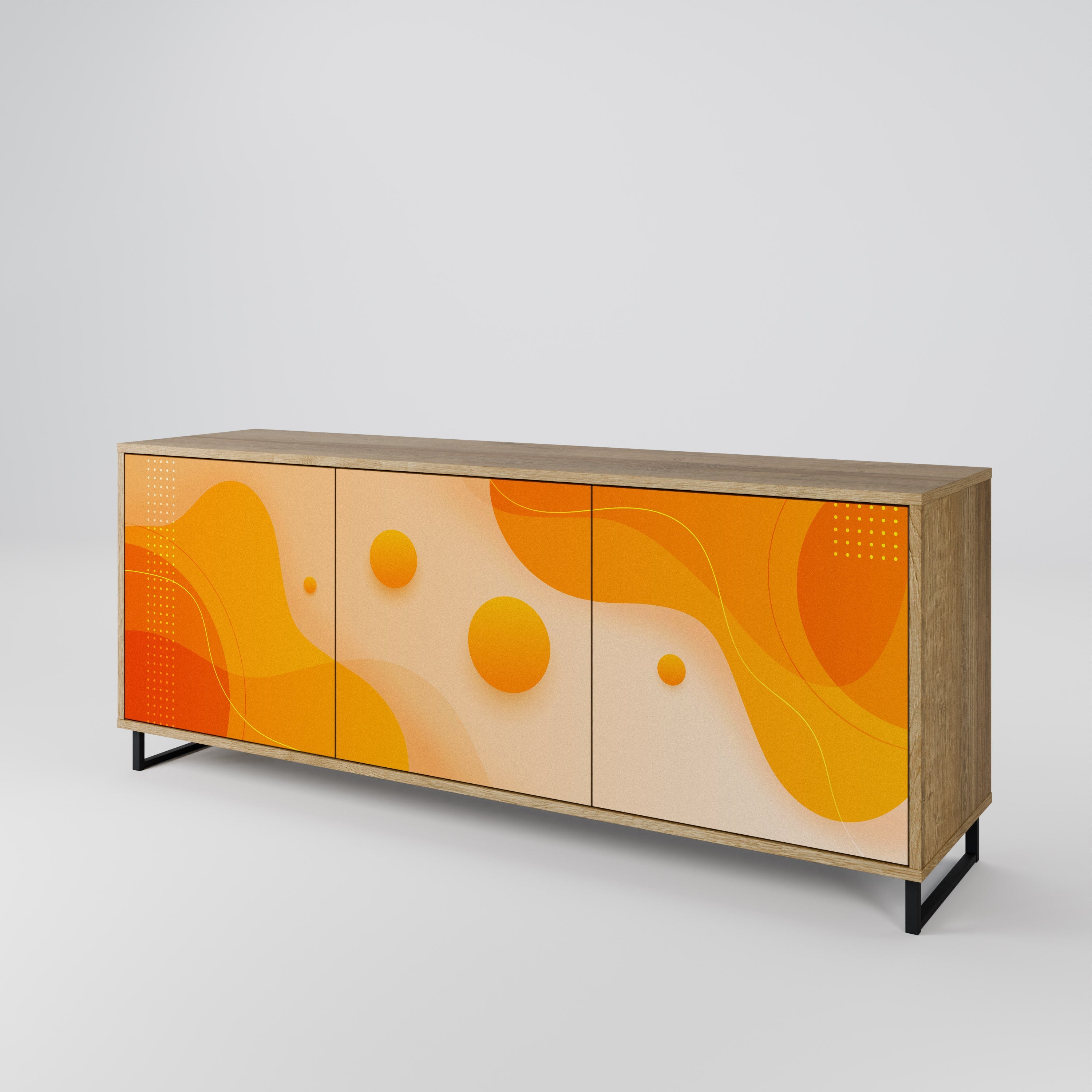 ORANGE ARRANGEMENT 3-türiges Sideboard in Eichenoptik