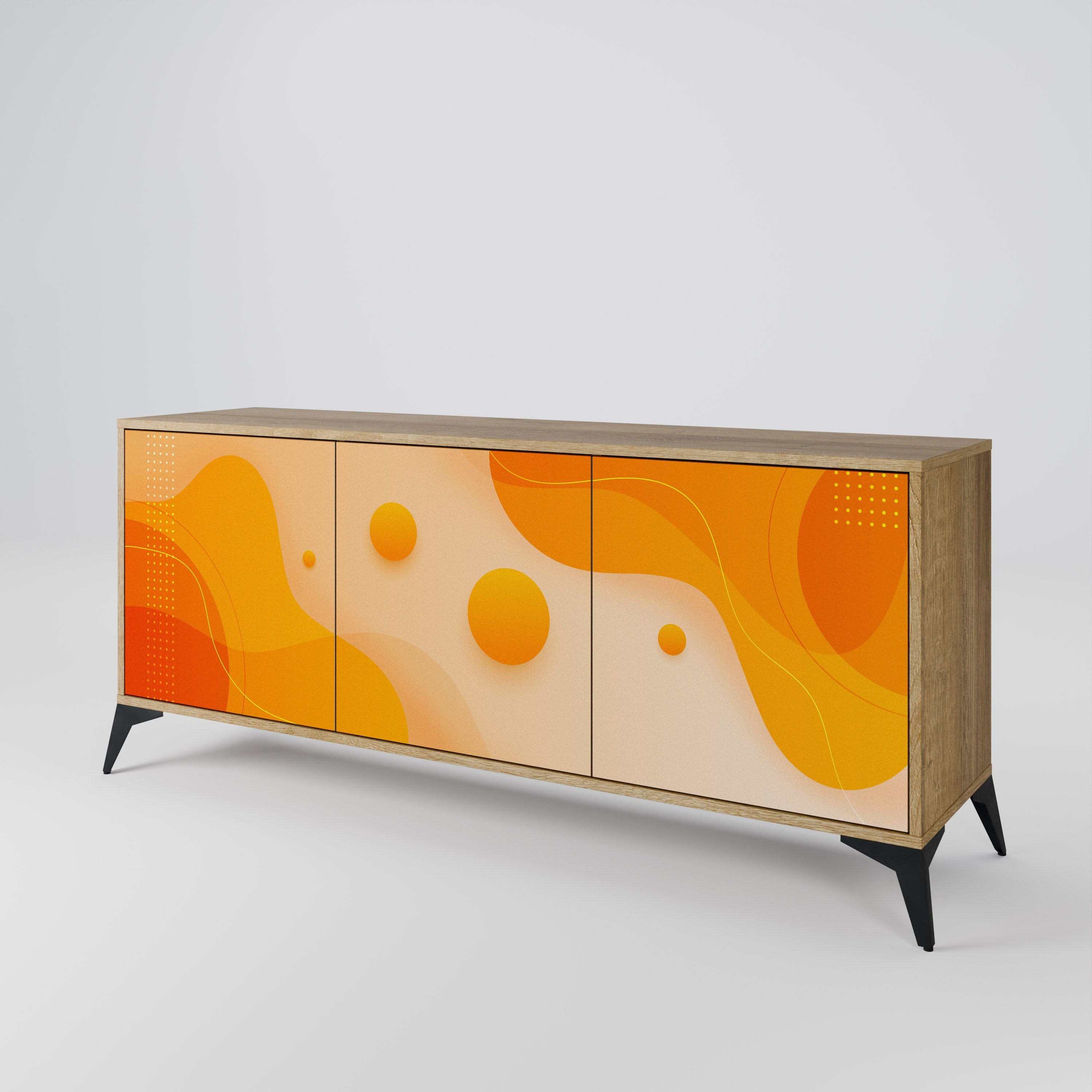 ORANGE ARRANGEMENT 3-türiges Sideboard in Eichenoptik