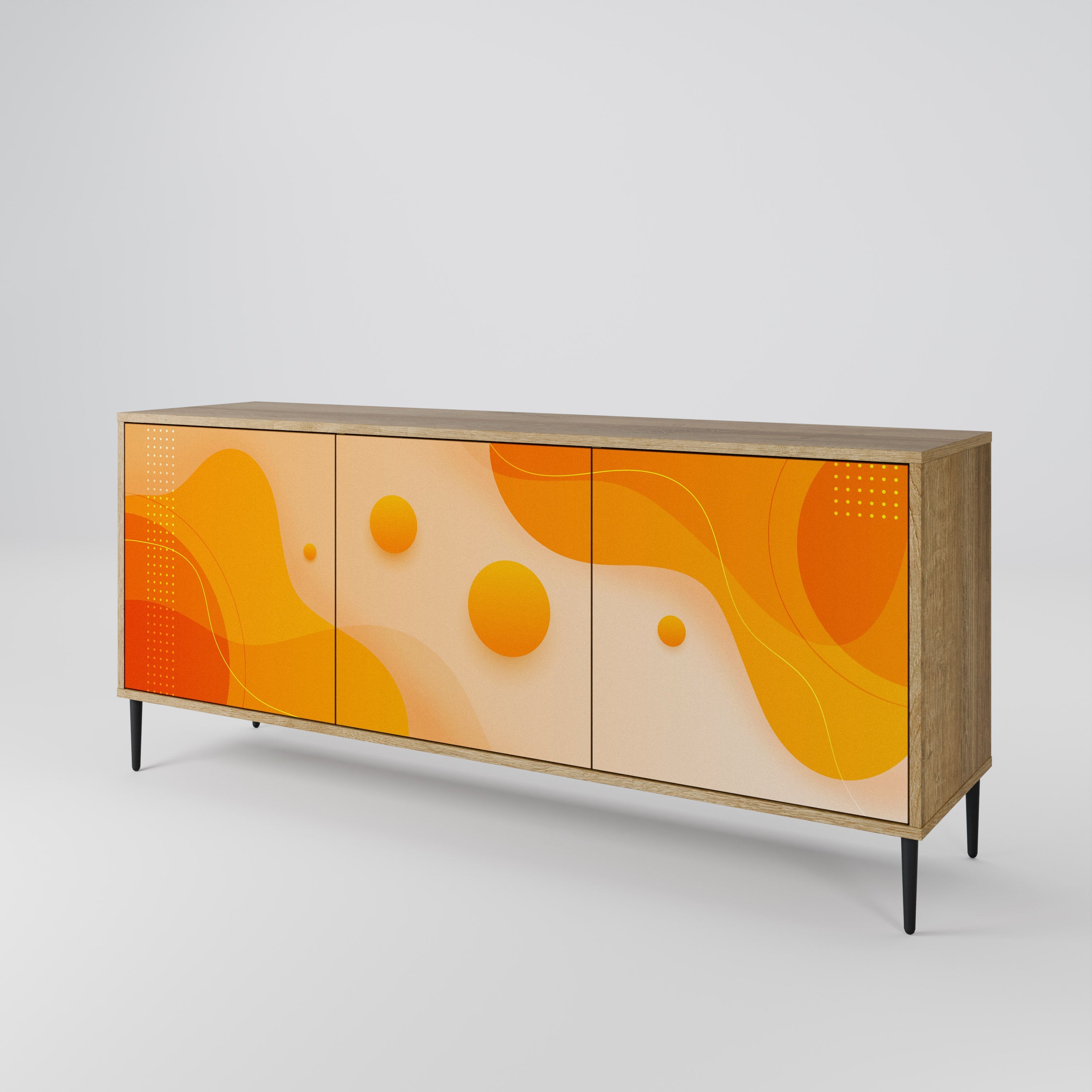 ORANGE ARRANGEMENT 3-türiges Sideboard in Eichenoptik