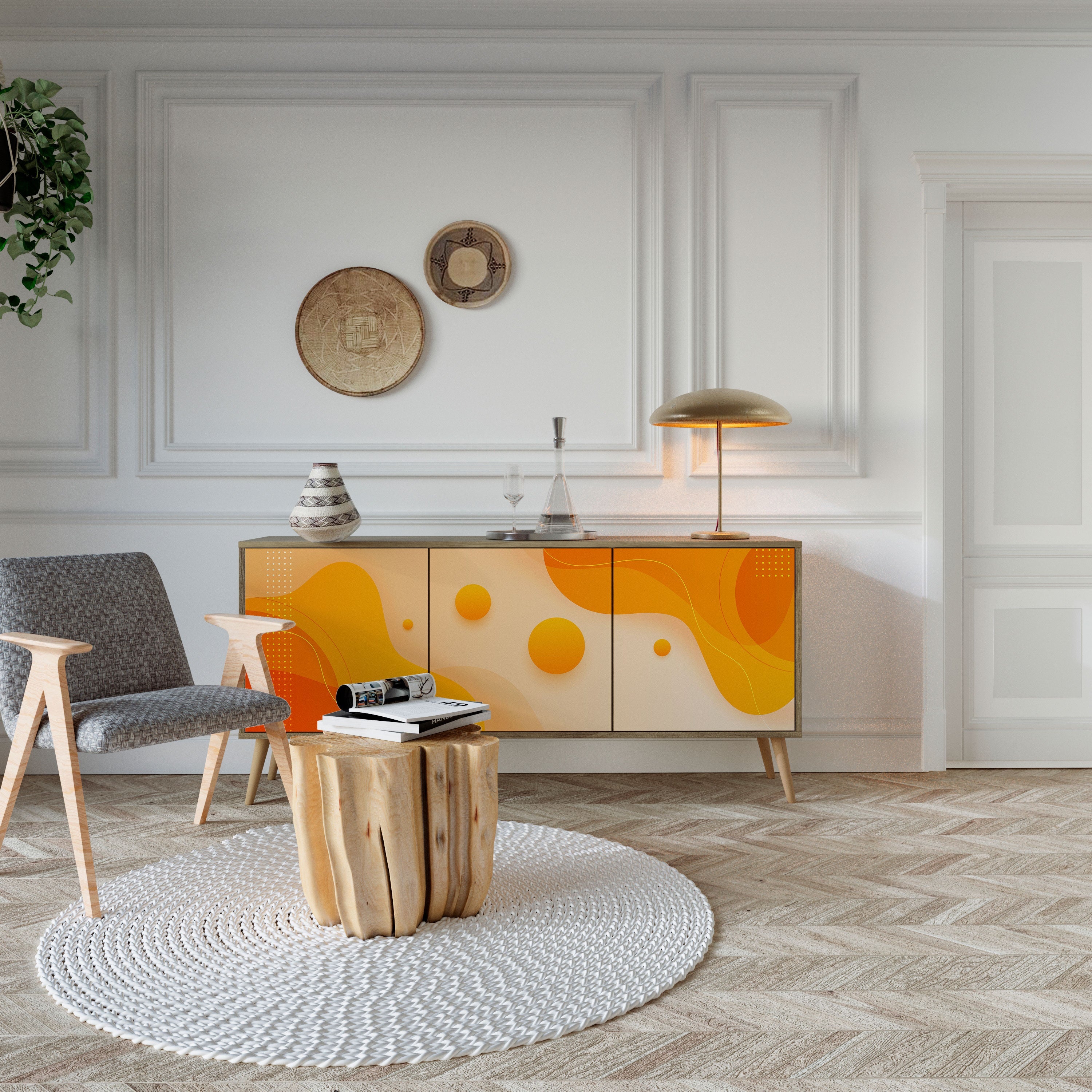 ORANGE ARRANGEMENT 3-türiges Sideboard in Eichenoptik